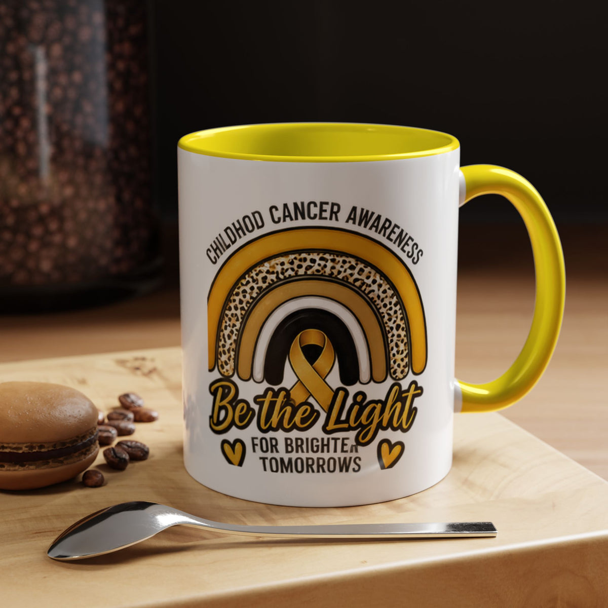 Childhood Cancer Awareness Accent Coffee Mug — "Be the Light" 11/15oz