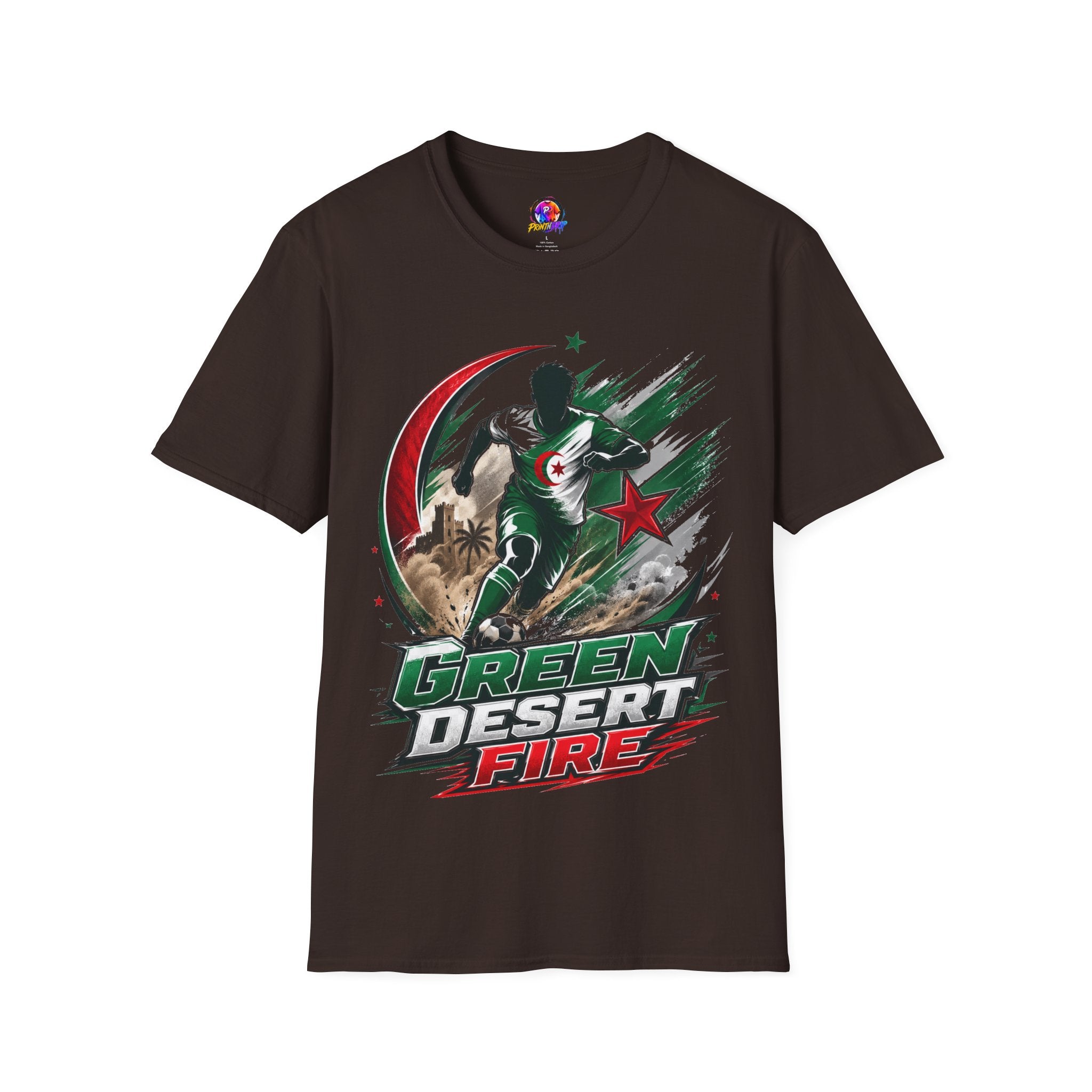 Algeria Football Fan Tee — "Green Desert Fire" Soccer Shirt