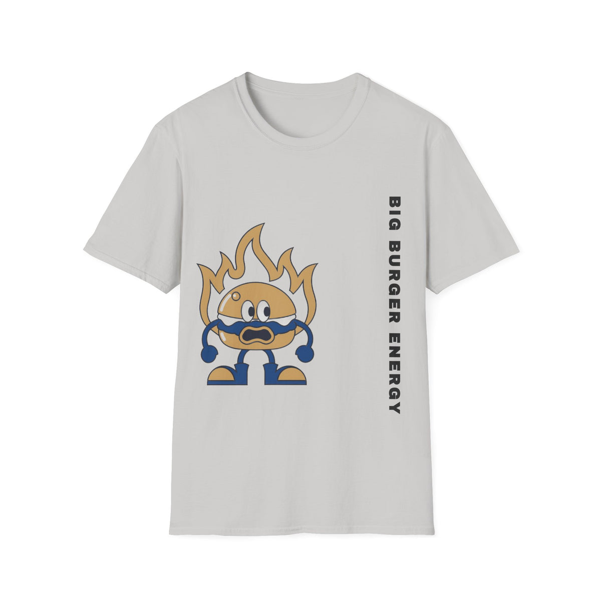 Burger Mascot T‑Shirt — ‘Big Burger’ Flame Character Graphic Tee - Trending Now - September 2026