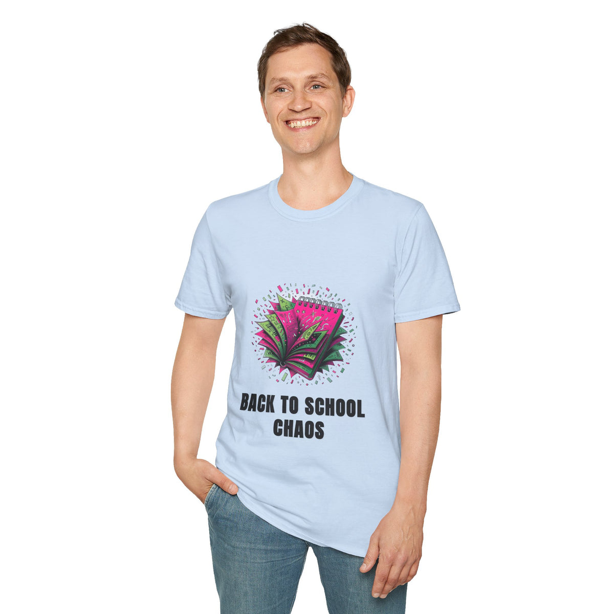 Back to School Chaos T-Shirt — Colorful Notebooks Graphic Tee for Students & Teachers - Trending Now - August 2026