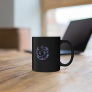 Pisces Zodiac Mystical Pisces Black Mug – Zodiac Coffee Cup with Moon & Floral Design