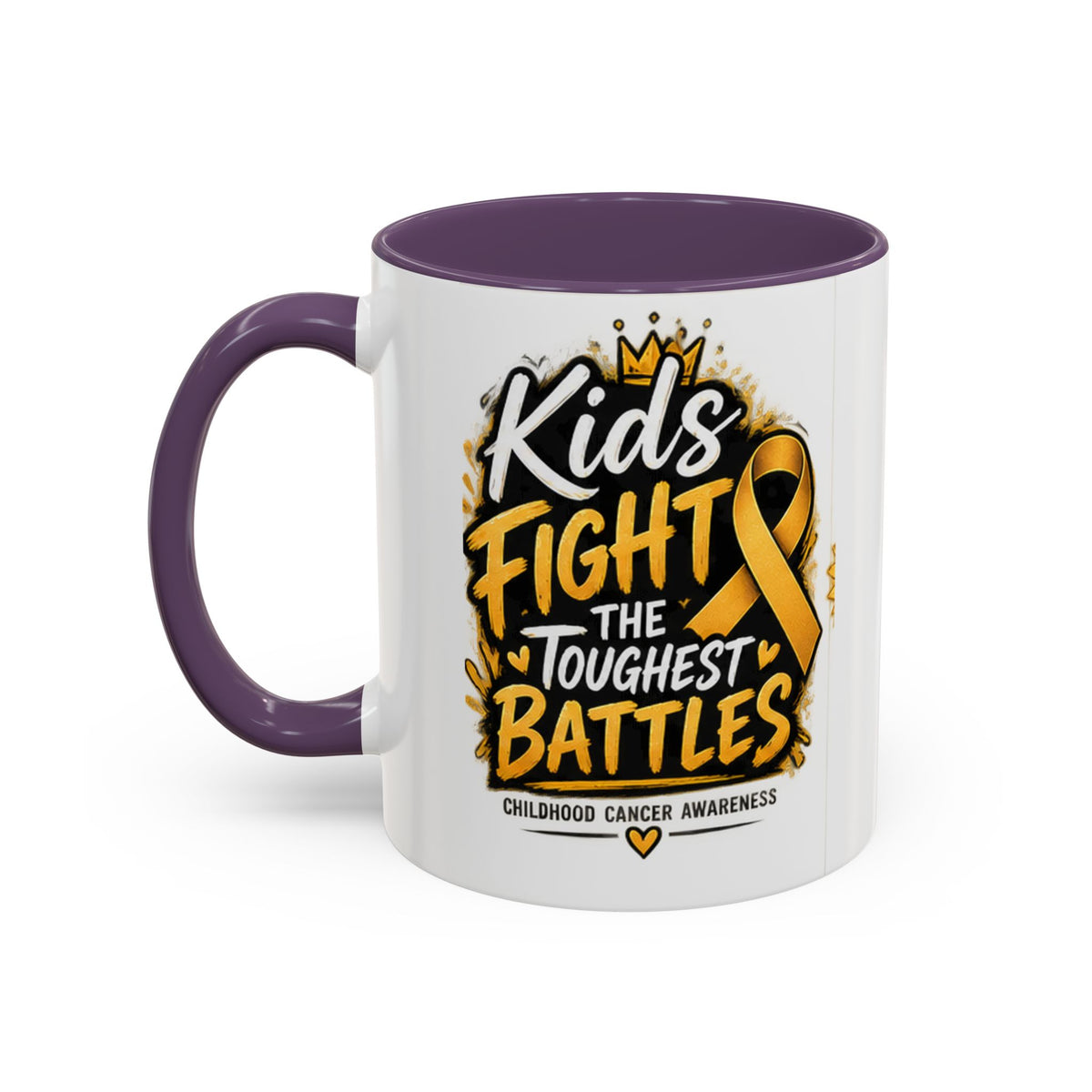 Kids Fight The Toughest Battles Accent Coffee Mug — Childhood Cancer Awareness 11/15oz