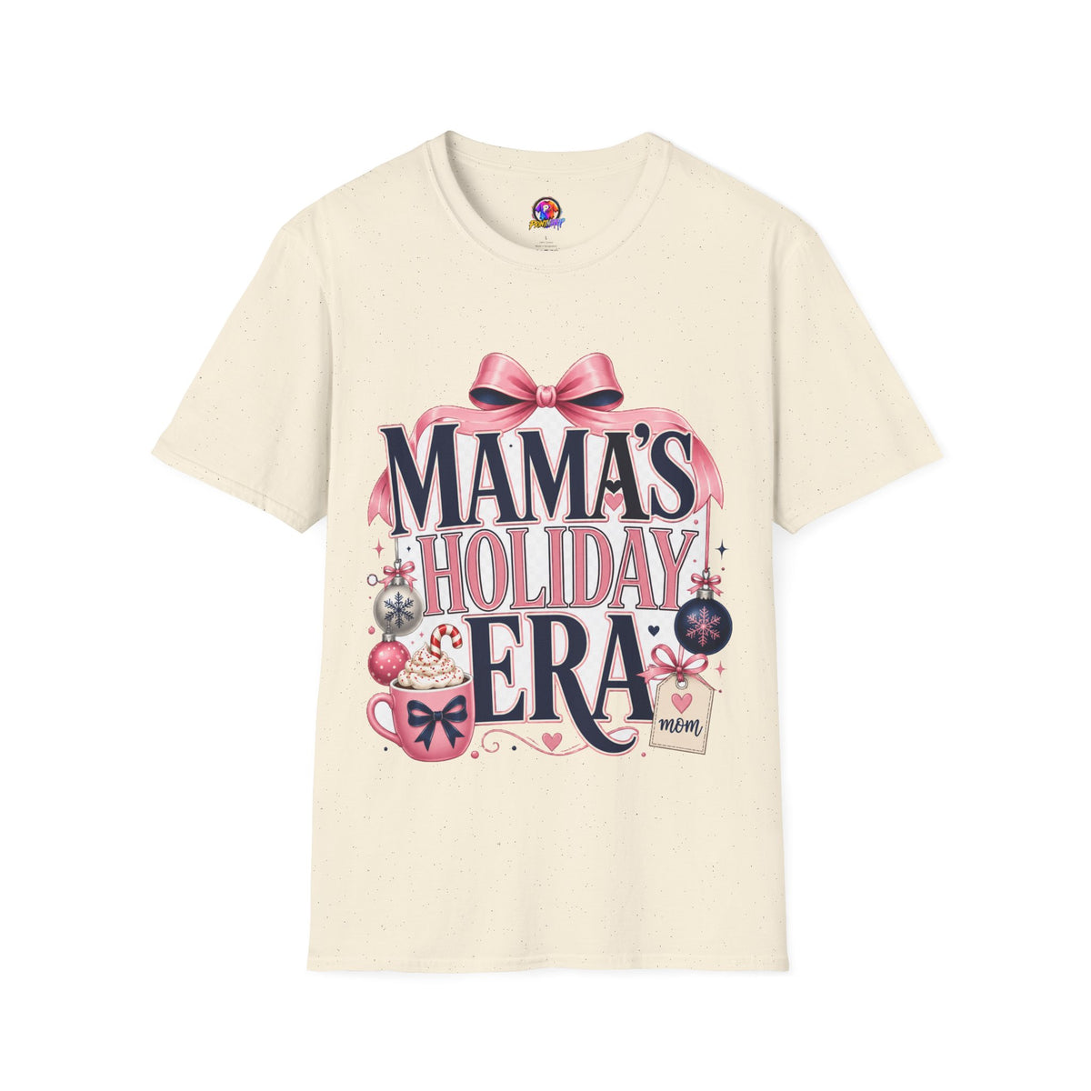 Mama's Holiday Era T-Shirt — Festive Pink Bow Christmas Tee for Moms