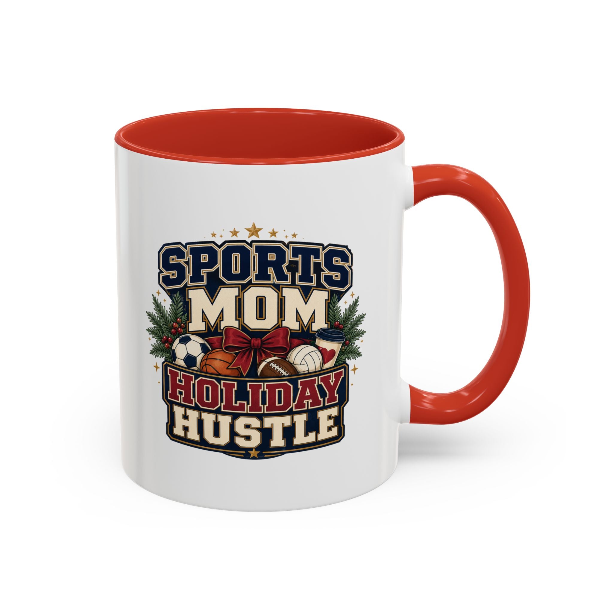 Modern Day Christmas Sports Mom Holiday Hustle Accent Coffee Mug – Christmas Sports Mom Gift