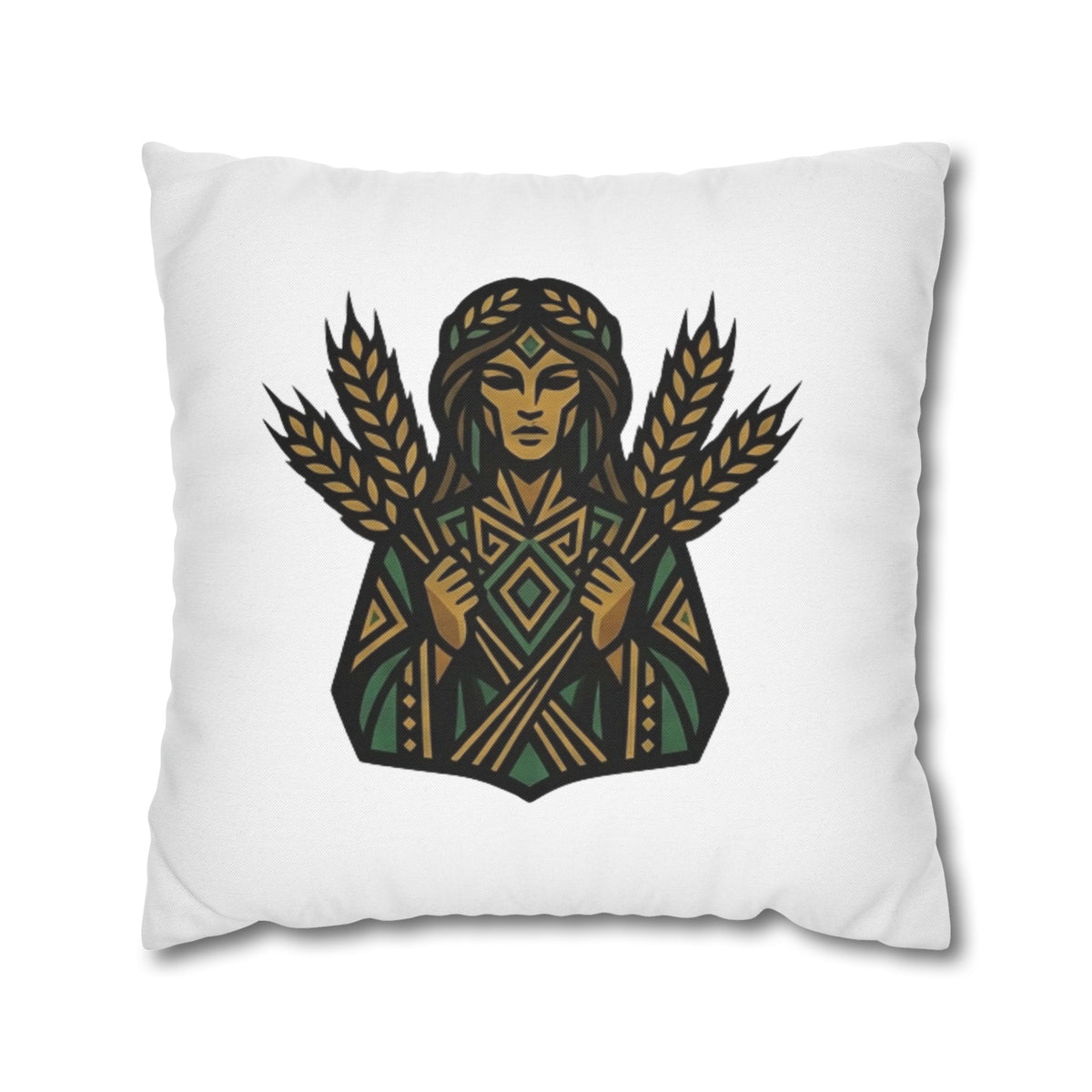 Virgo Harvest Goddess Pillowcase — Boho Wheat Decorative Throw Pillow