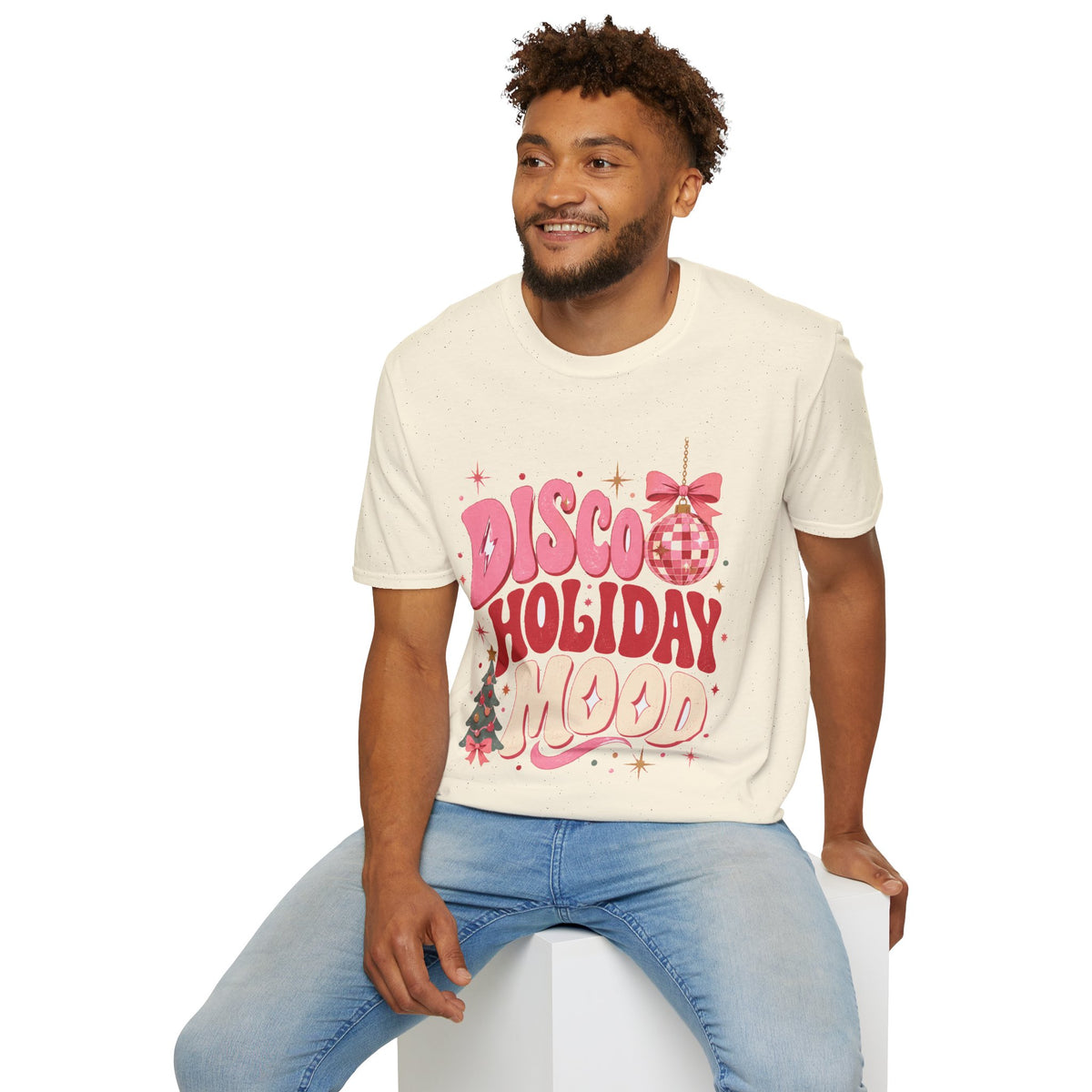 Disco Holiday T-Shirt — Retro Pink Disco Ball Christmas Tee