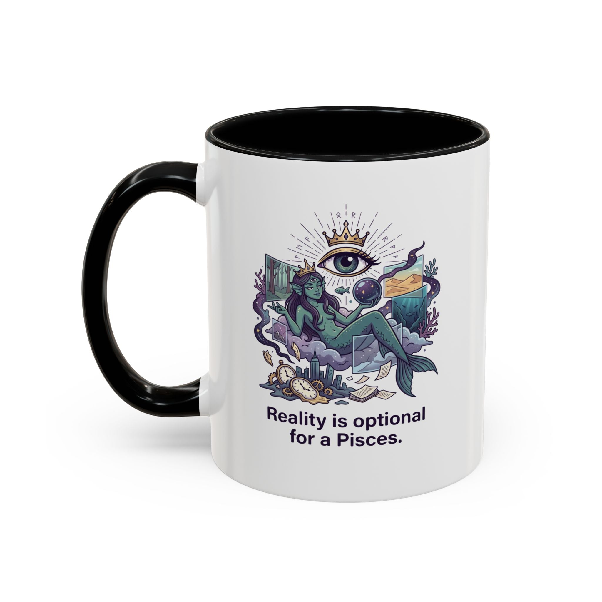 Pisces Zodiac Coffee Mug — "Reality is Optional for a Pisces" Accent Mug