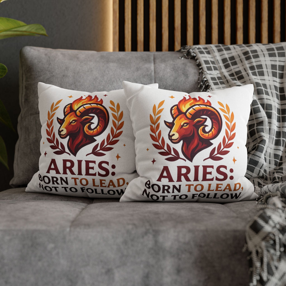 Aries Pillowcase Aries Pillow – "Born to Lead, Not to Follow" Zodiac Throw Pillow