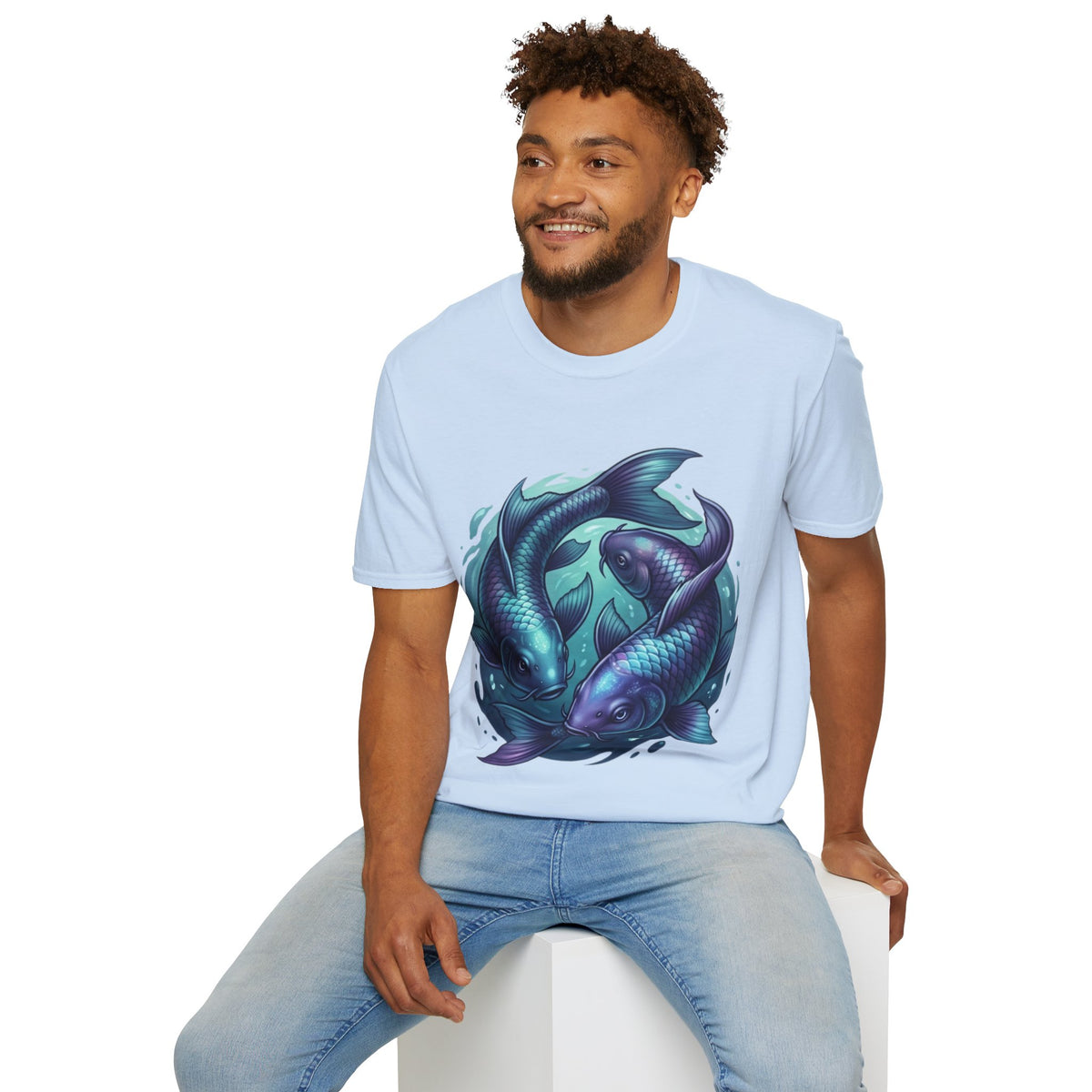 Pisces Zodiac Koi Fish Tee — Yin Yang Aquatic Graphic T-Shirt