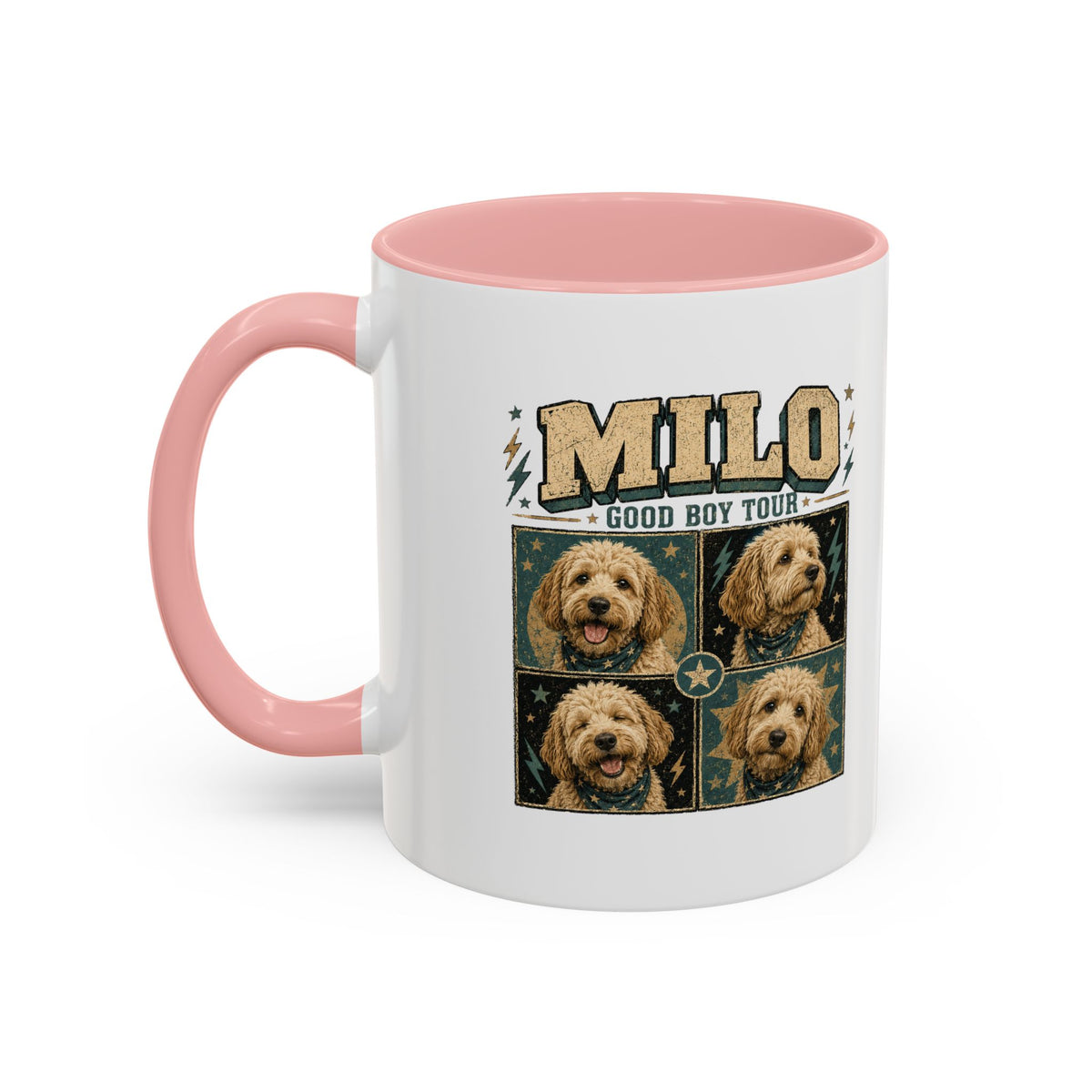 Milo Bailey Dog Dad Mom Personalized Dog Mug — "Milo: Good Boy Tour" Photo Accent Coffee Mug