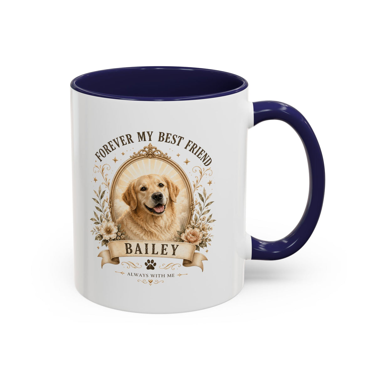 Milo Bailey Dog Dad Mom Personalized Dog Coffee Mug – "Forever My Best Friend" Golden Retriever Memorial Accent Mug