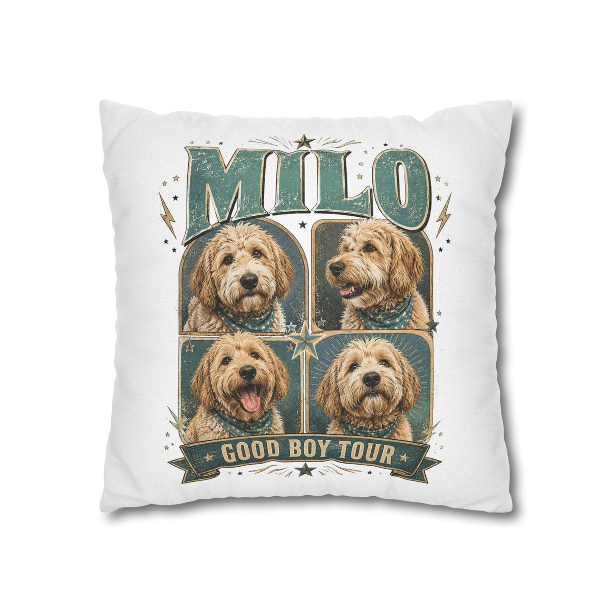 Milo "Good Boy Tour" Dog Photo Pillowcase Milo Bailey Dog Dad Mom
