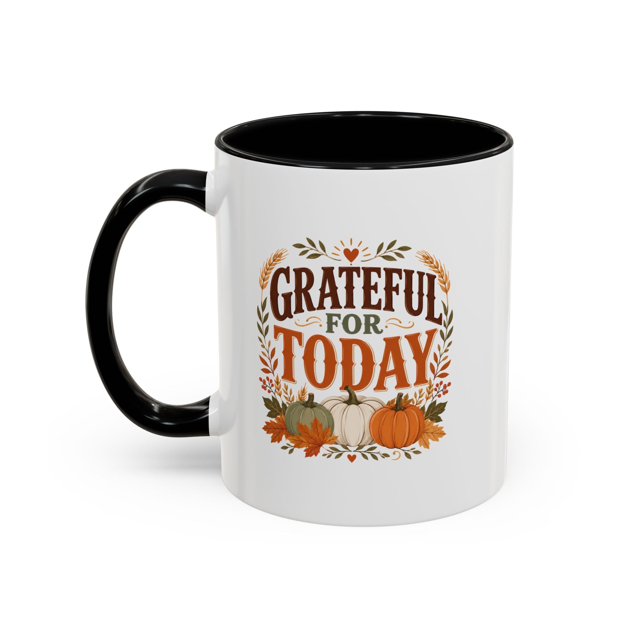 Thanksgiving Mug Grateful For Today Coffee Mug — Thanksgiving Pumpkin Fall Ceramic Accent Mug