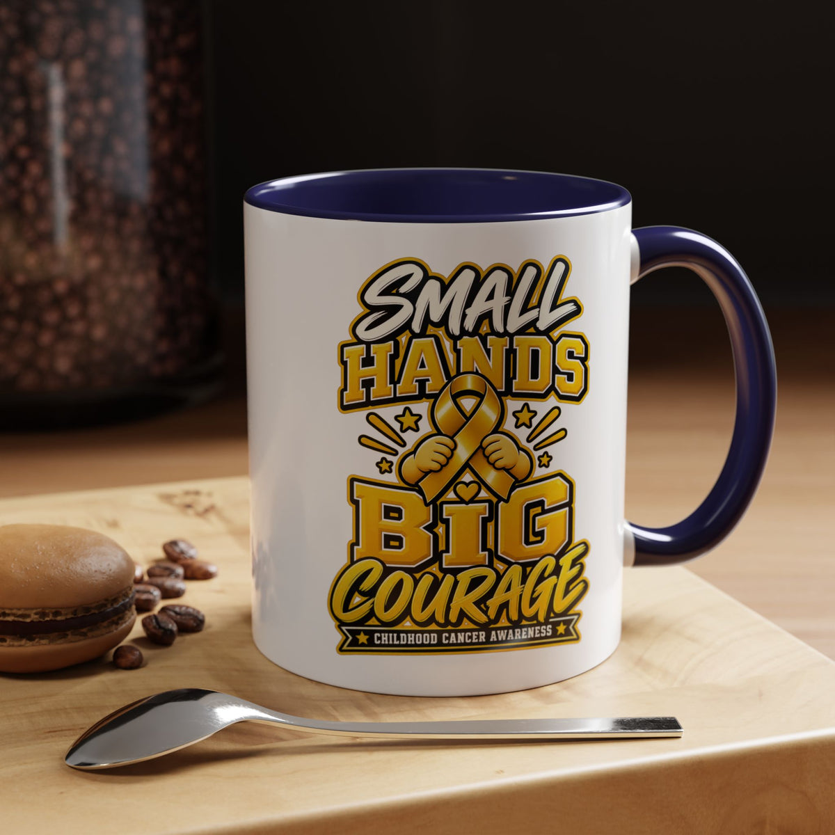 Coffee Mug - "Small Hands Big Courage" Childhood Cancer Awareness Accent Mug