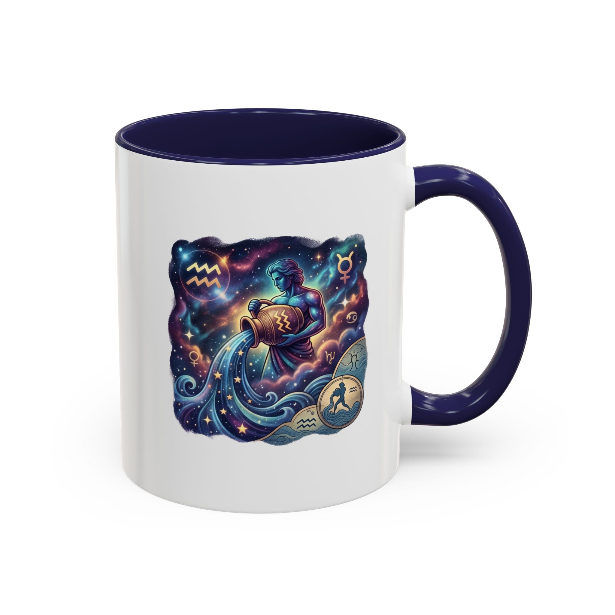 Aquarius Zodiac Coffee Mug — Celestial Water Bearer Accent Mug