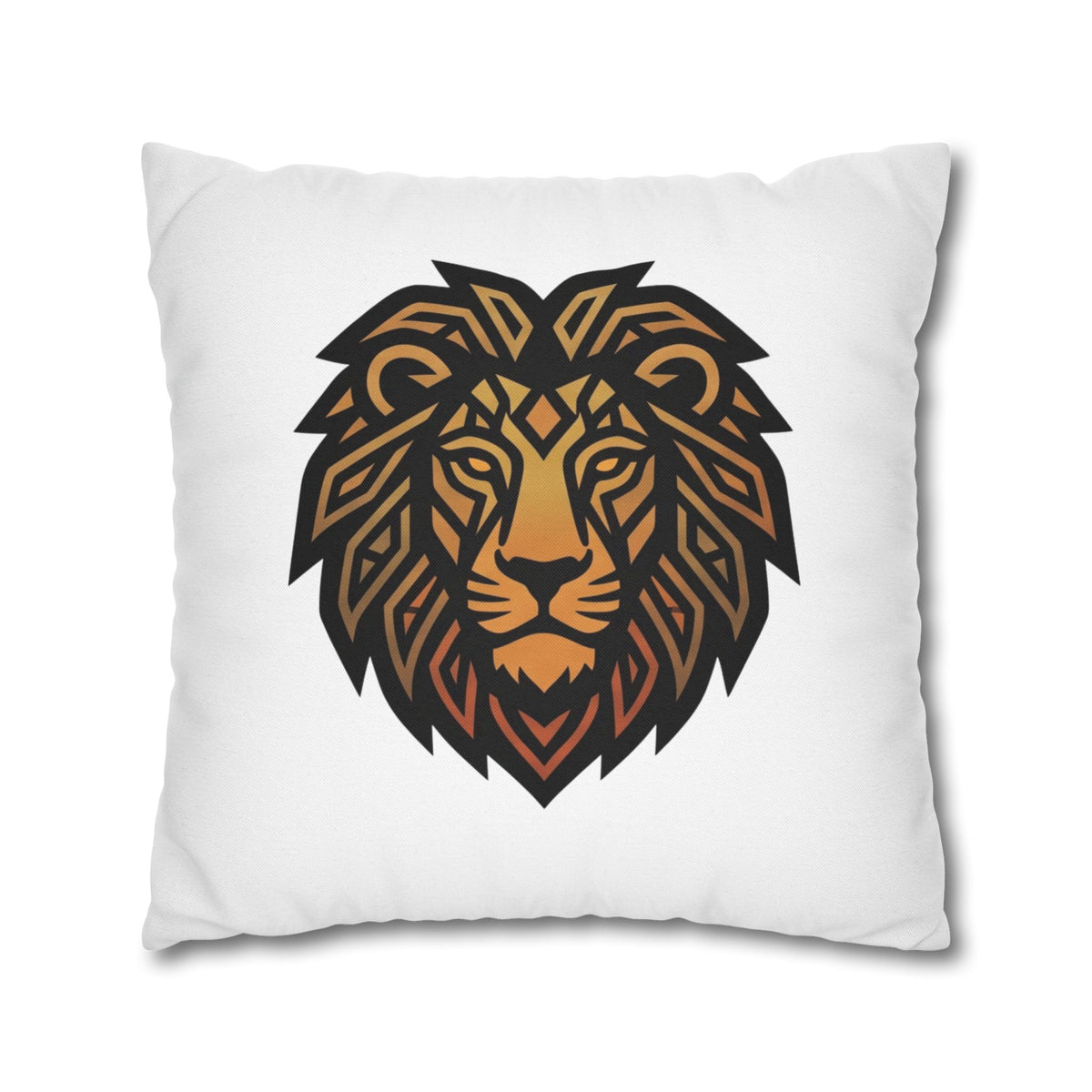 Leo Lion Head Decorative Pillowcase — Geometric Tribal Lion Throw Pillow Cover