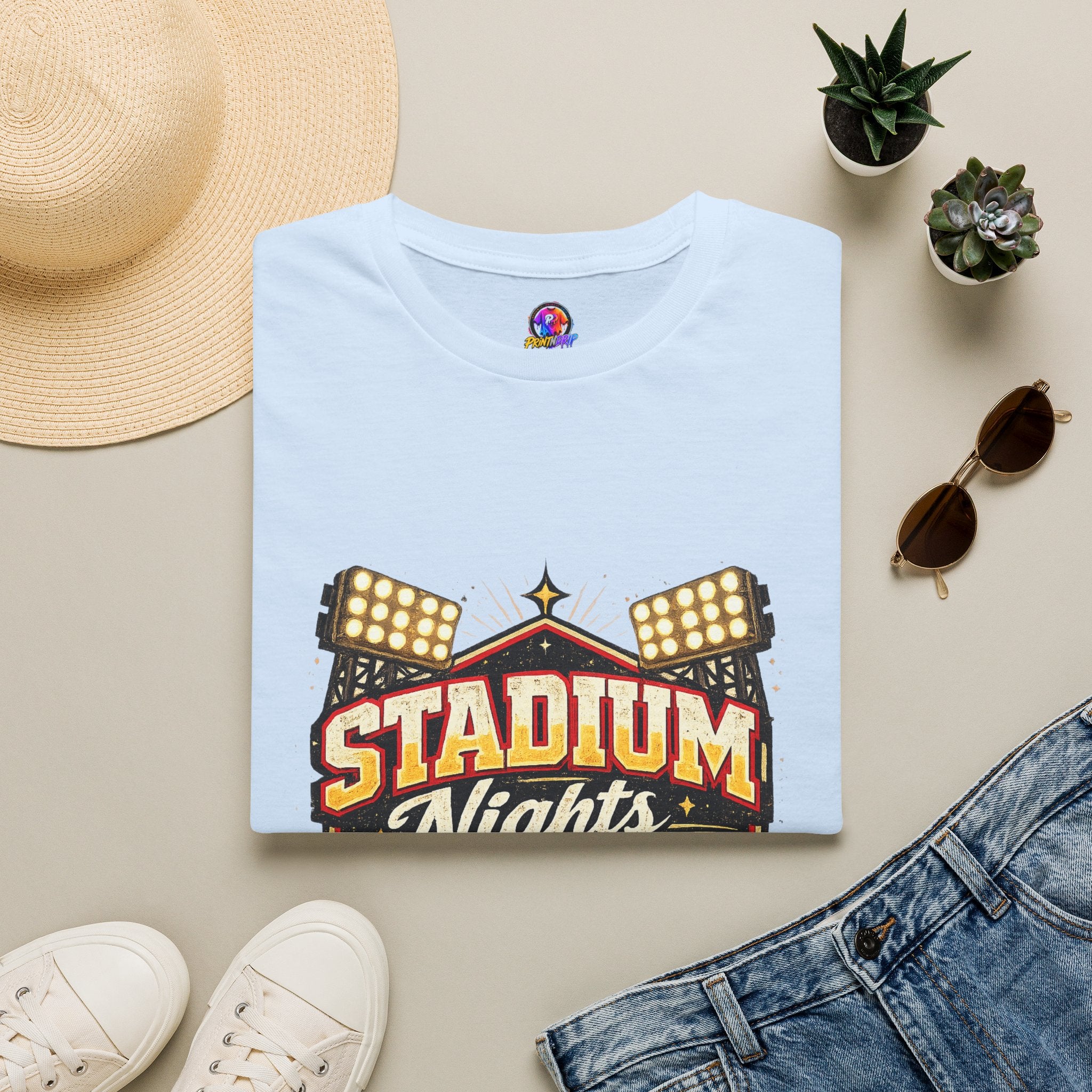 Stadium Nights T-Shirt — Vintage Sports Lights Graphic Tee