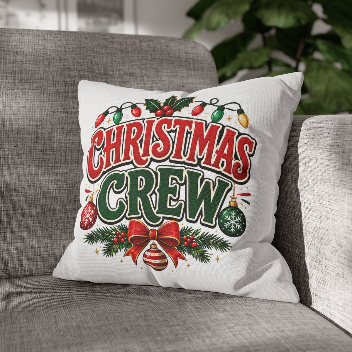 Christmas Crew Holiday Throw Pillowcase — Festive Decorative Cushion Cover