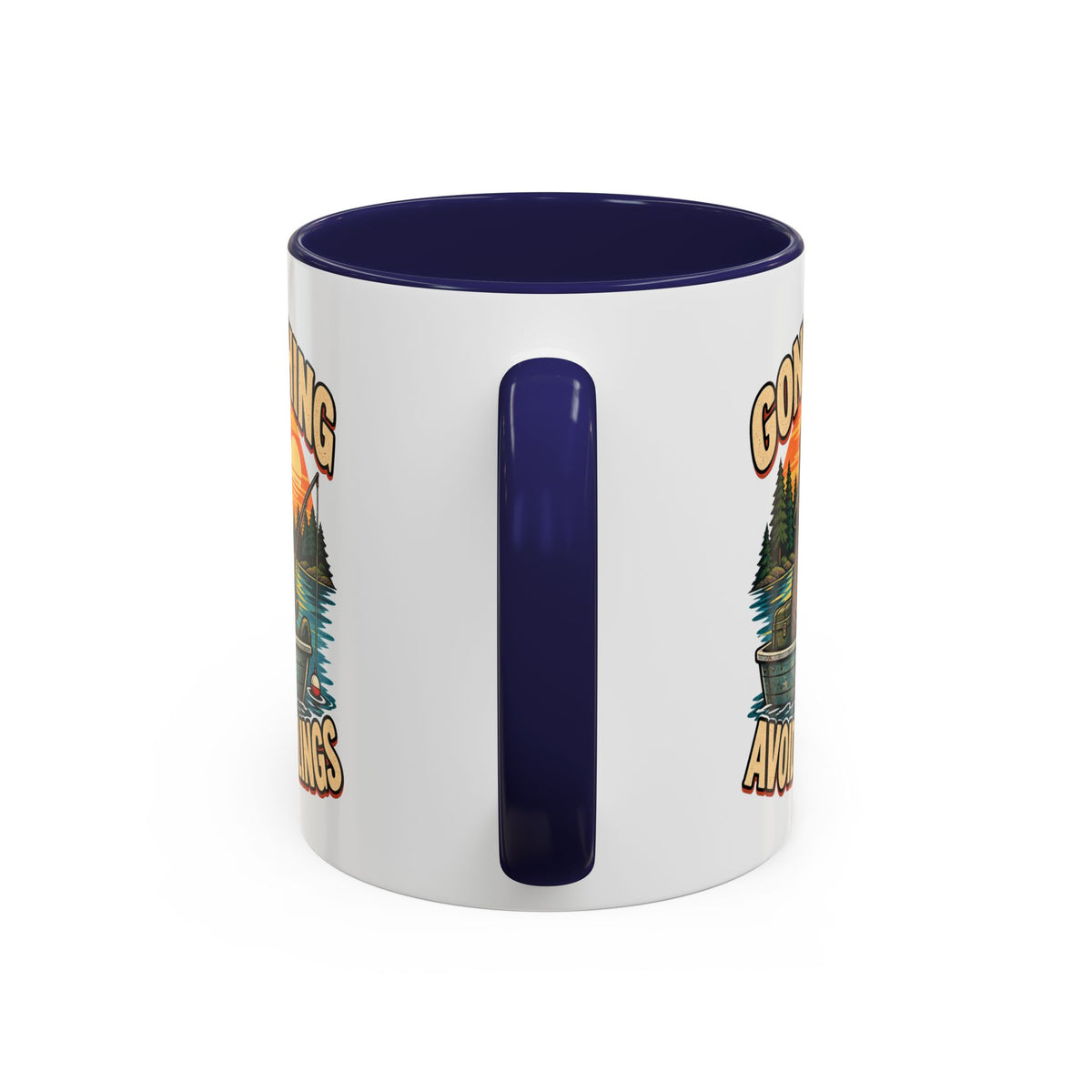 Funny And Witty "Gone Fishing Avoiding Feelings" Accent Coffee Mug (11, 15oz)