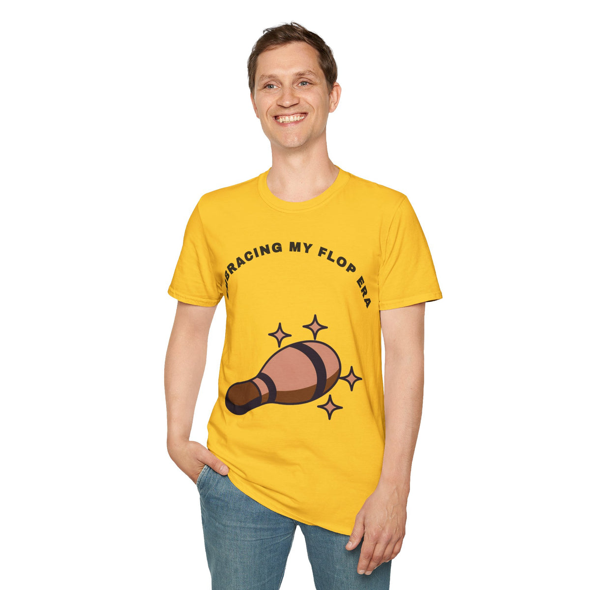 T-Shirt — "Embracing My Flop Era" Funny Self-Love Graphic Tee (Bowling Pin Design) - Trending Now - September 2026