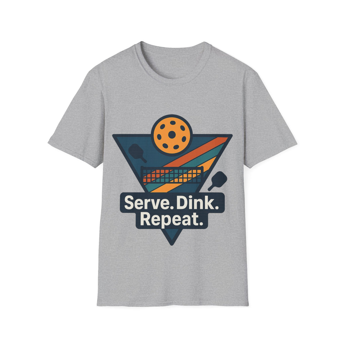 Pickleball T-Shirt — Retro Paddle & Ball Design with “Serve. Dink. Repeat.” Slogan - Trending Now - August 2026