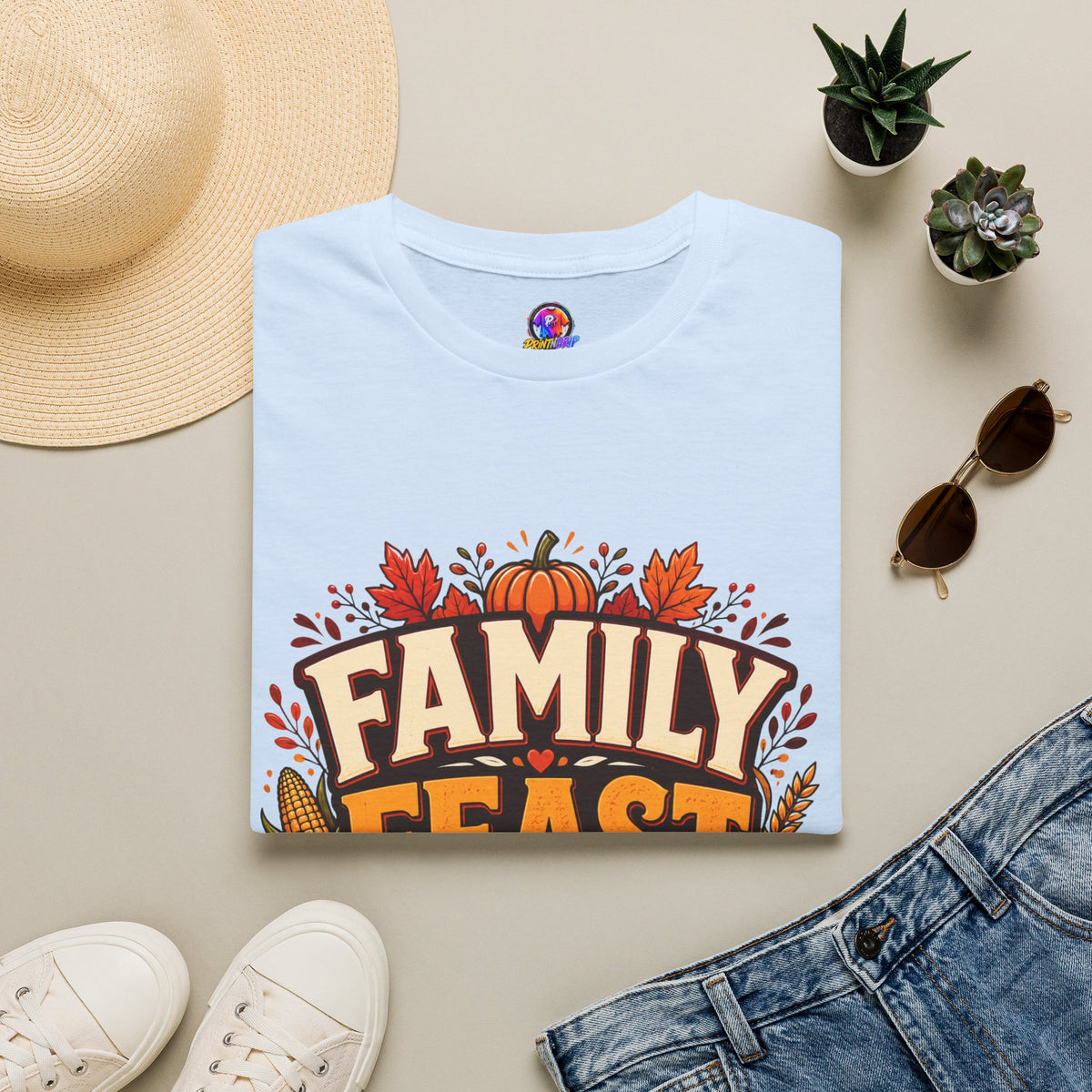 Thanksgiving T-Shirt Family Feast Squad T-Shirt — Thanksgiving Fall Harvest Tee