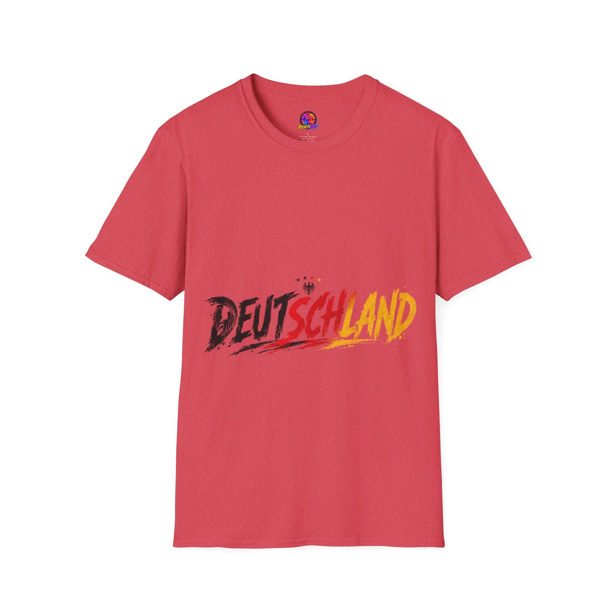 Germany Deutschland Football T-Shirt — Deutschland Script with German Flag Brushstroke