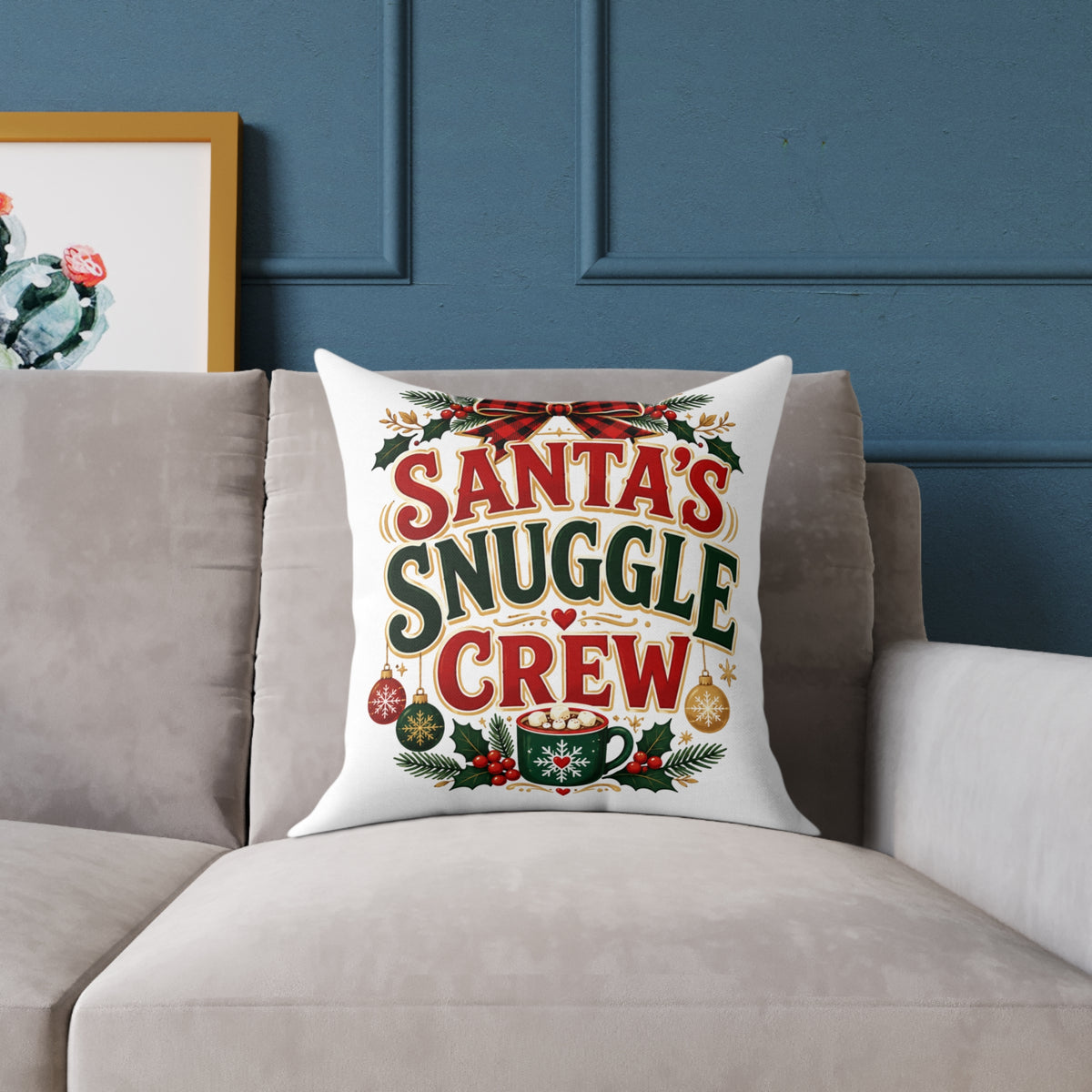 Santa’s Snuggle Crew Christmas Pillow — Festive Holiday Decorative Throw Pillow