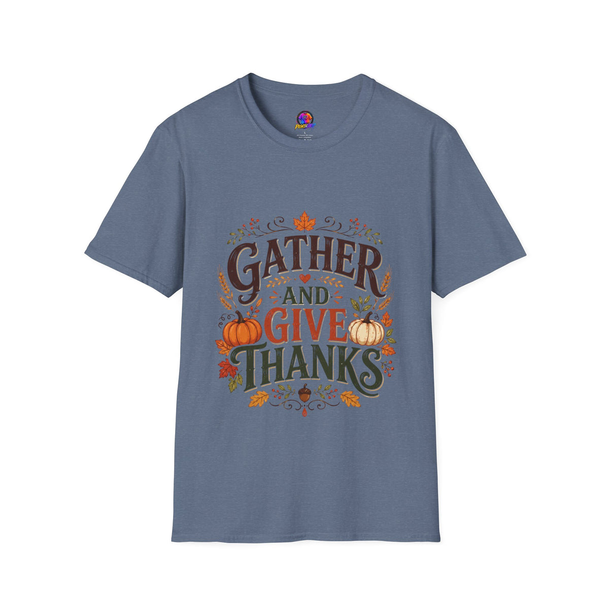Thanksgiving T-Shirt Gather and Give Thanks T-Shirt — Thanksgiving Fall Holiday Tee