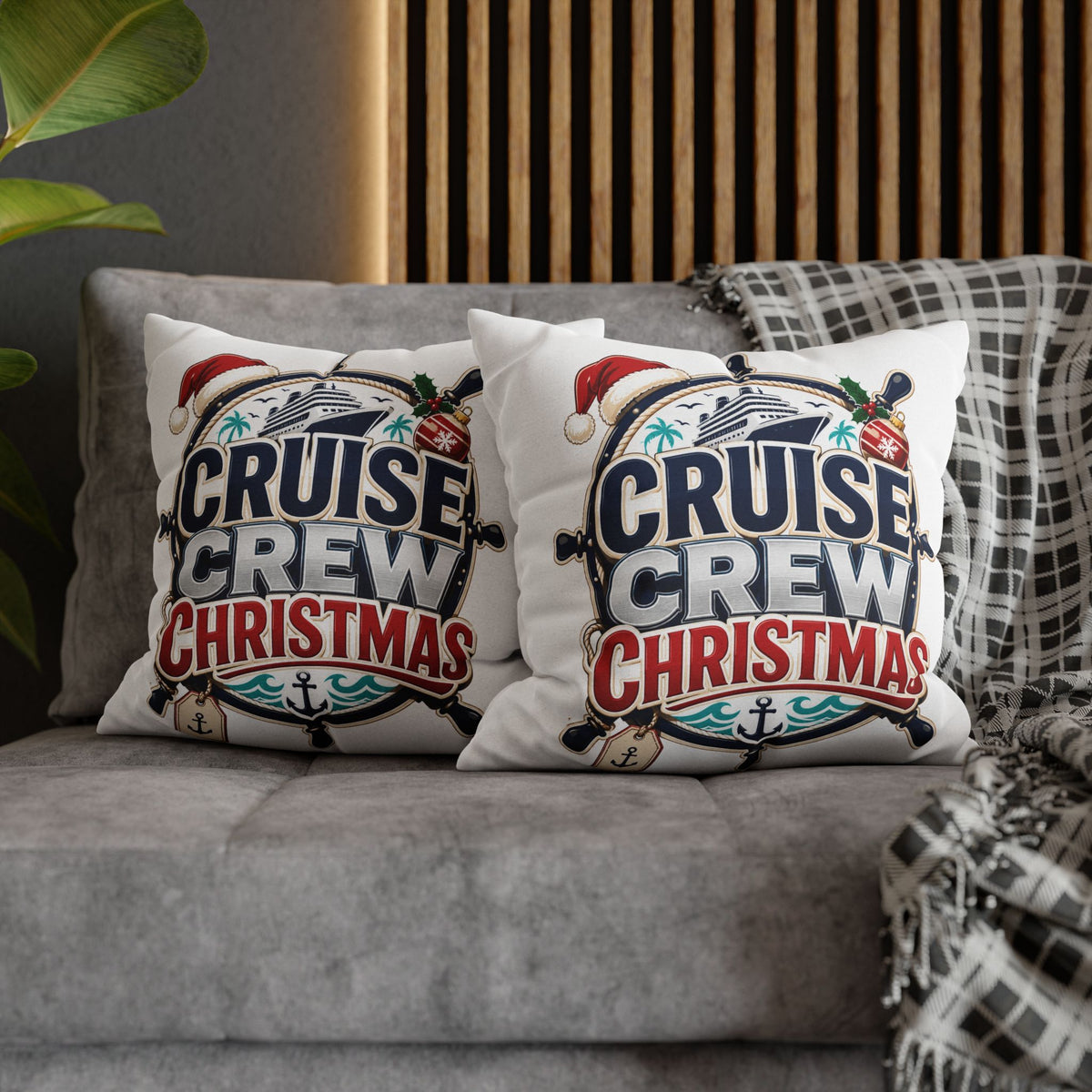 Cruise Crew Christmas Pillowcase –Modern Day Christmas   Nautical Holiday Decorative Pillowcase