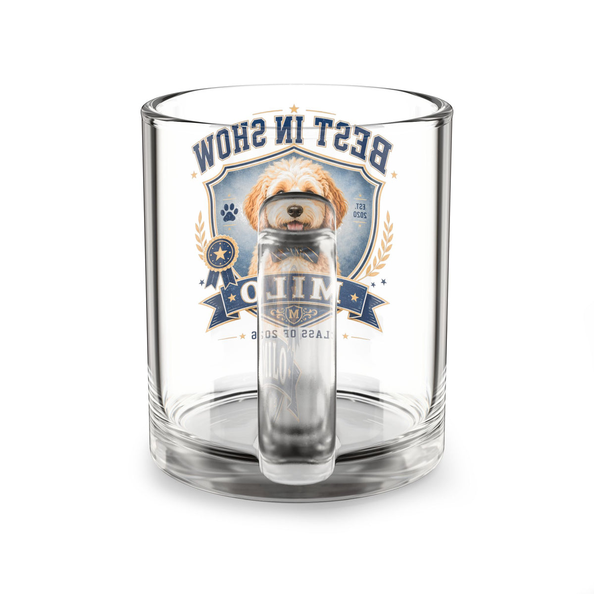 Best in Show Personalized Glass Mug — Custom Pet Name (10oz) Milo Bailey Dog Dad Mom  Glass Mug 10 oz