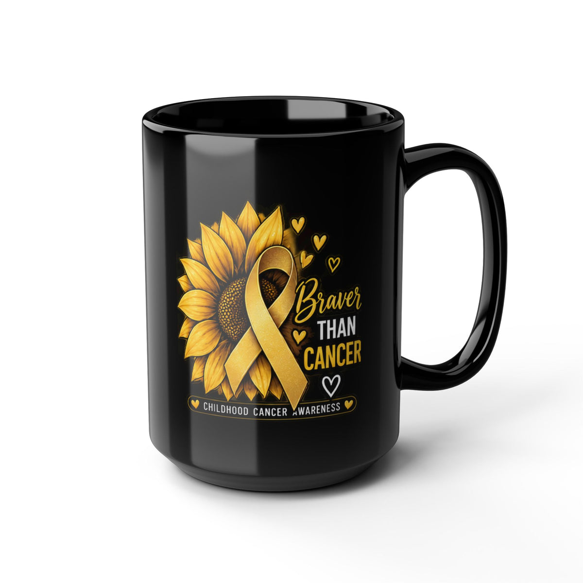 Braver Than Childhood Cancer Sunflower Awareness Mug