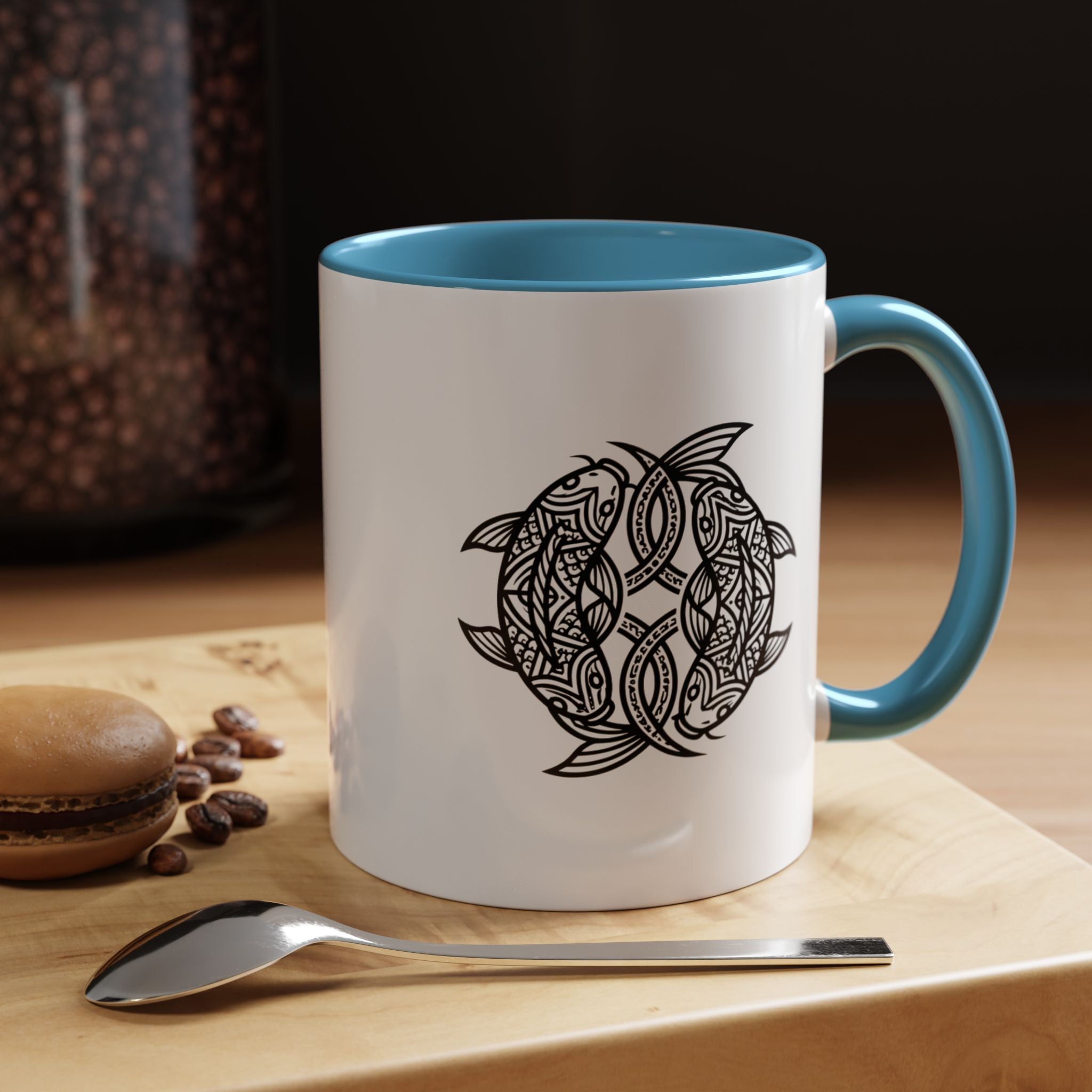 Celtic Knot Dolphin Coffee Mug — Black Accent Ceramic Mug