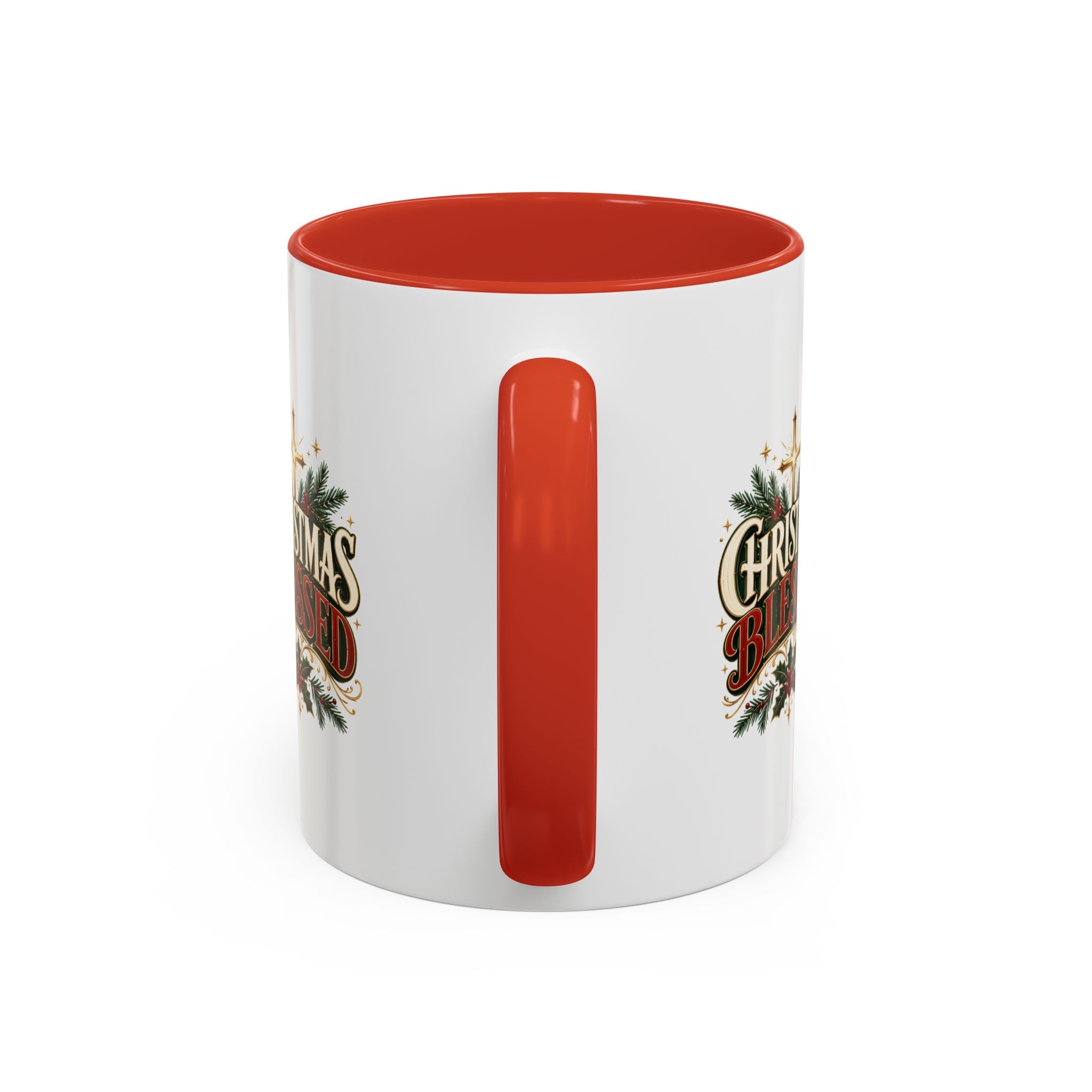 Christmas Blessed Accent Coffee Mug – Holiday Pine & Holly