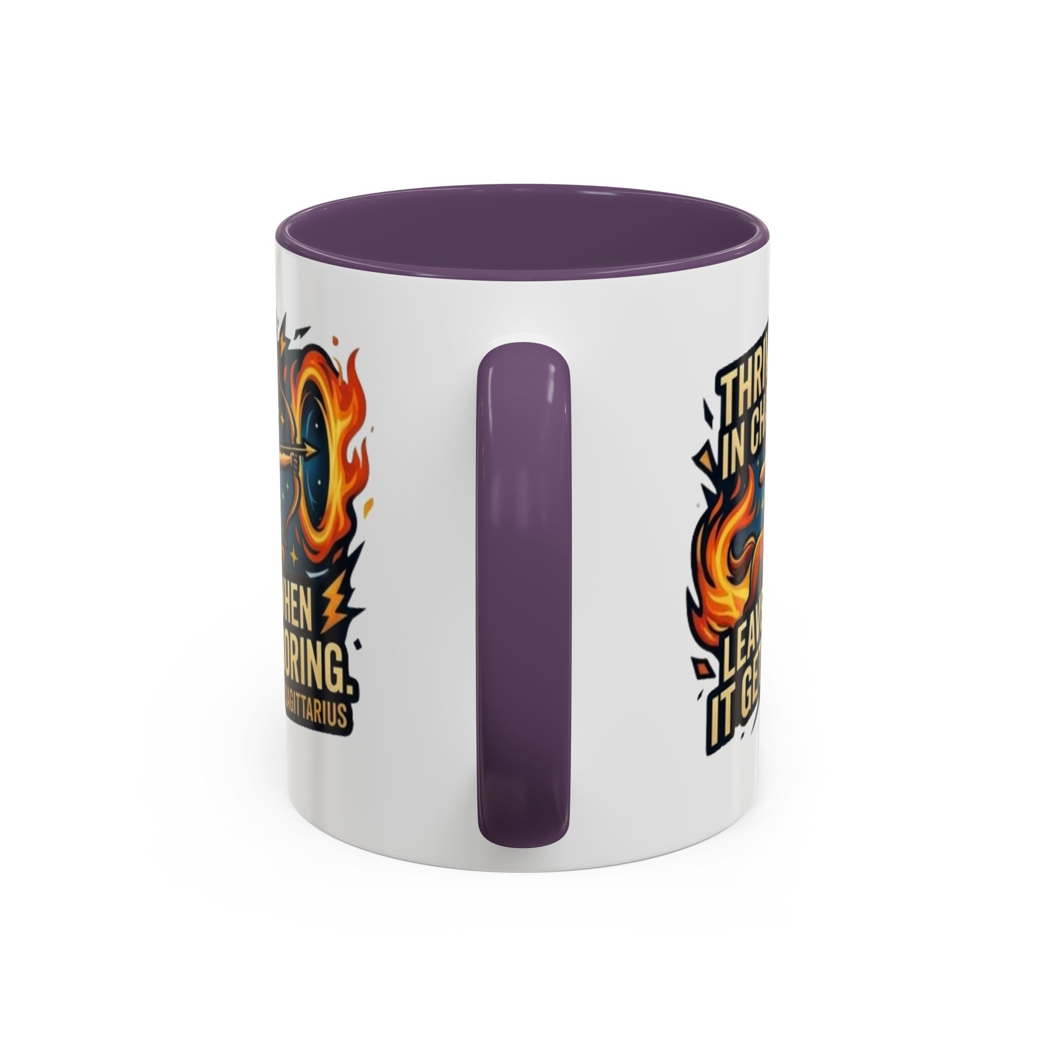 Sagittarius Coffee Mug – "Thrives in Chaos, Leaves When It Gets Boring" Accent Mug