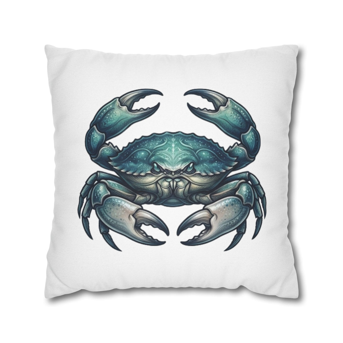 Cancer Zodiac Blue Crab Decorative Pillowcase — Coastal Beach House Accent