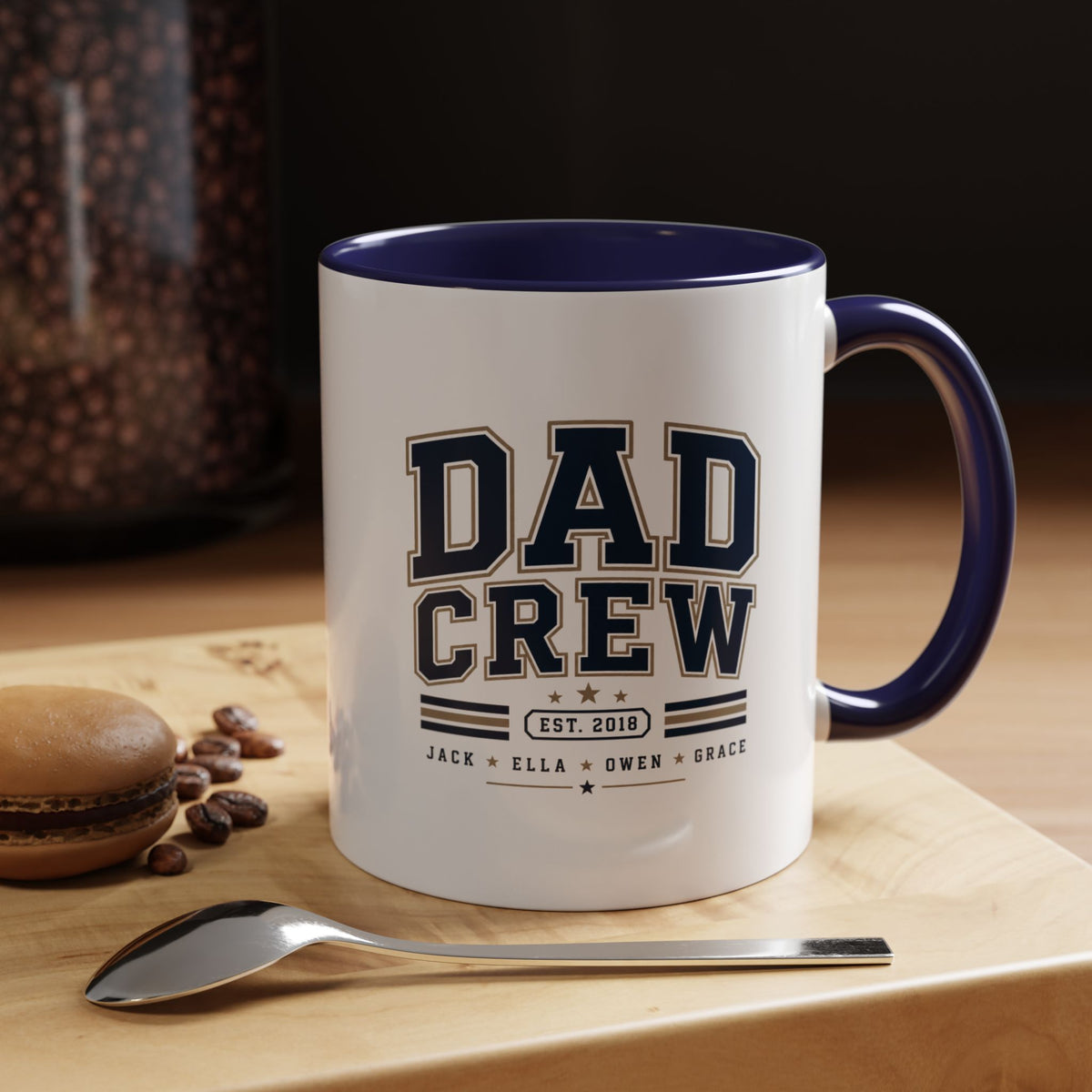 Milo Bailey Dog Dad Mom Dad Crew Accent Coffee Mug — Personalized Family Names, Established Date Coffee Cup