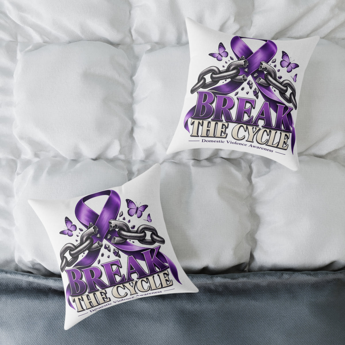 Break the Cycle Awareness Pillow — Purple Ribbon Domestic Violence Support