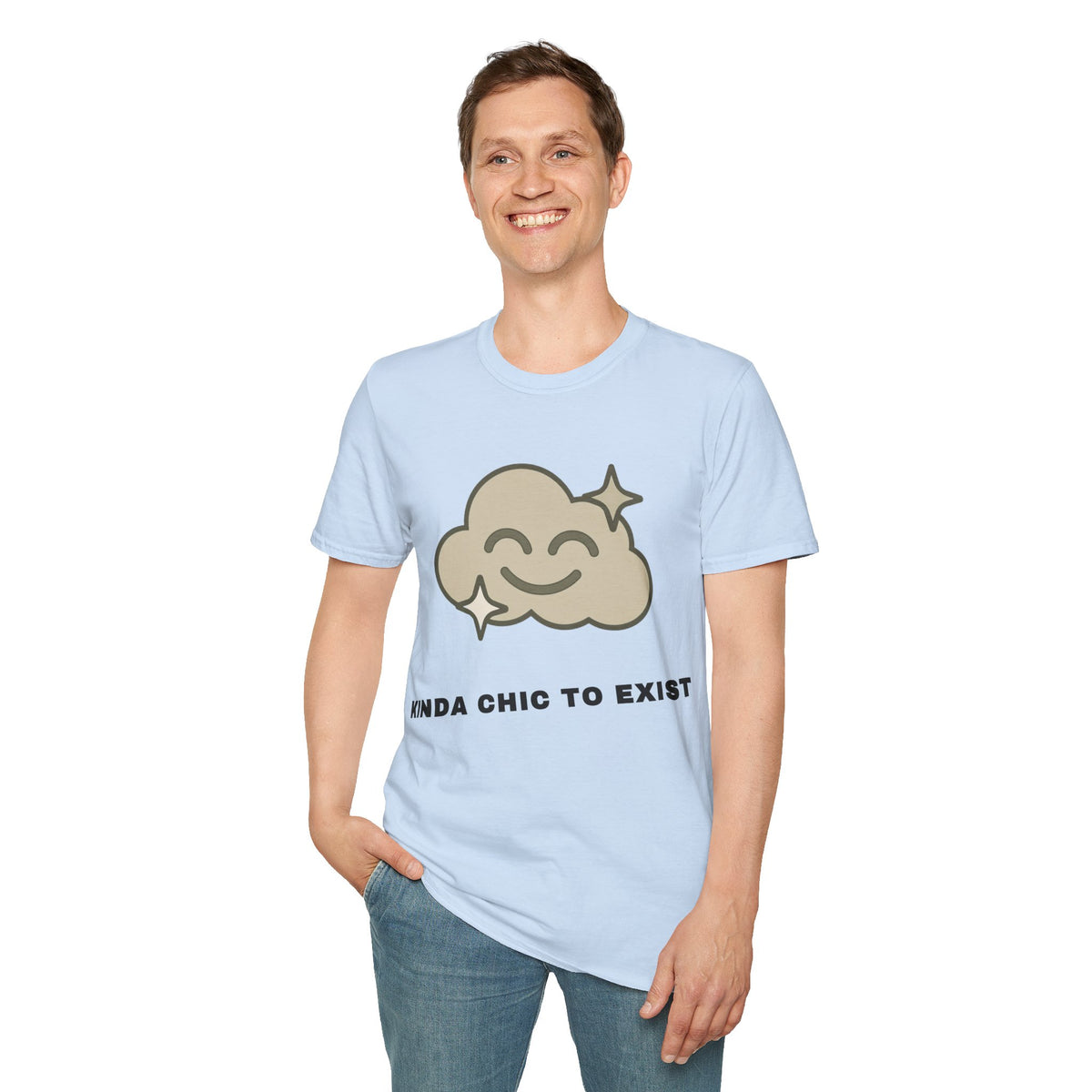 T-Shirt — "Kinda Chic to Exist" Smiling Cloud Graphic Tee - Trending Now - September 2026
