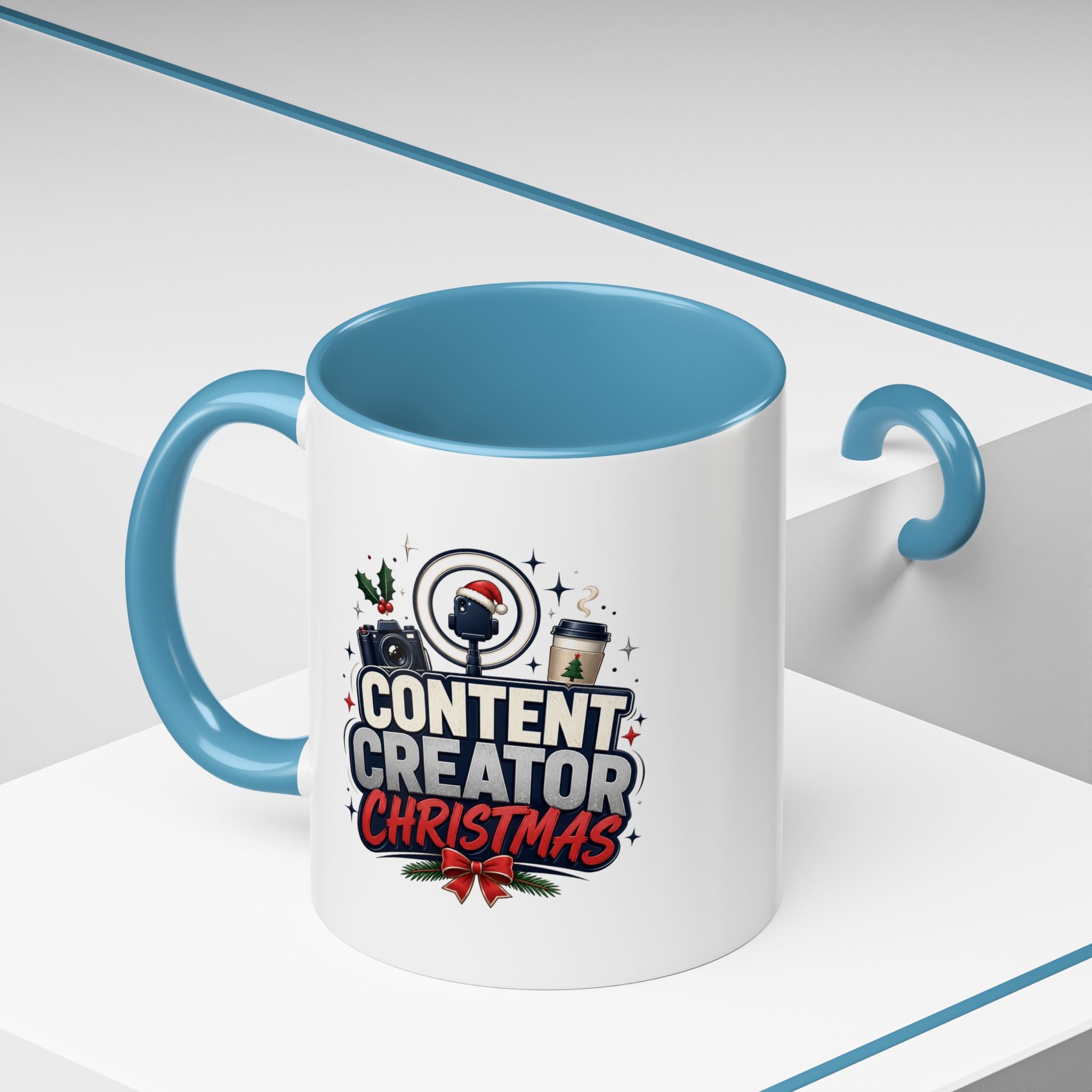 Modern Day Christmas Content Creator Christmas Accent Coffee Mug — Holiday Social Media Gifts (11/15oz)
