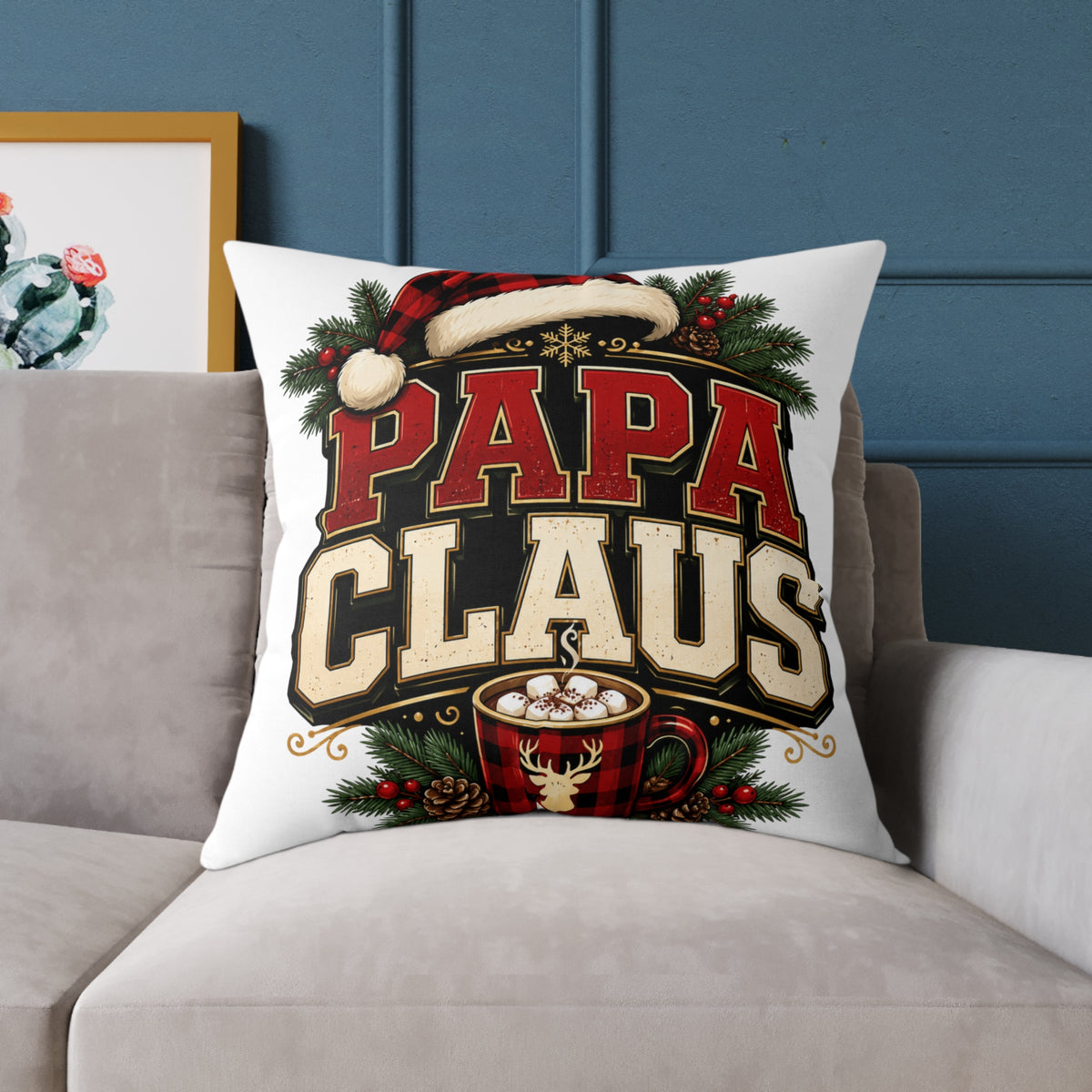 Papa Claus Christmas Pillow — Festive Holiday Throw Pillow for Dad