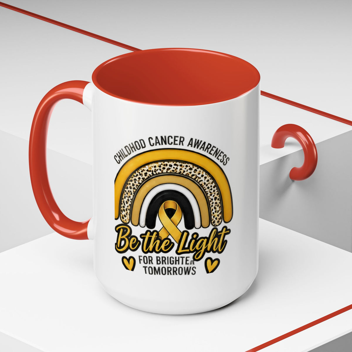 Childhood Cancer Awareness Accent Coffee Mug — "Be the Light" 11/15oz