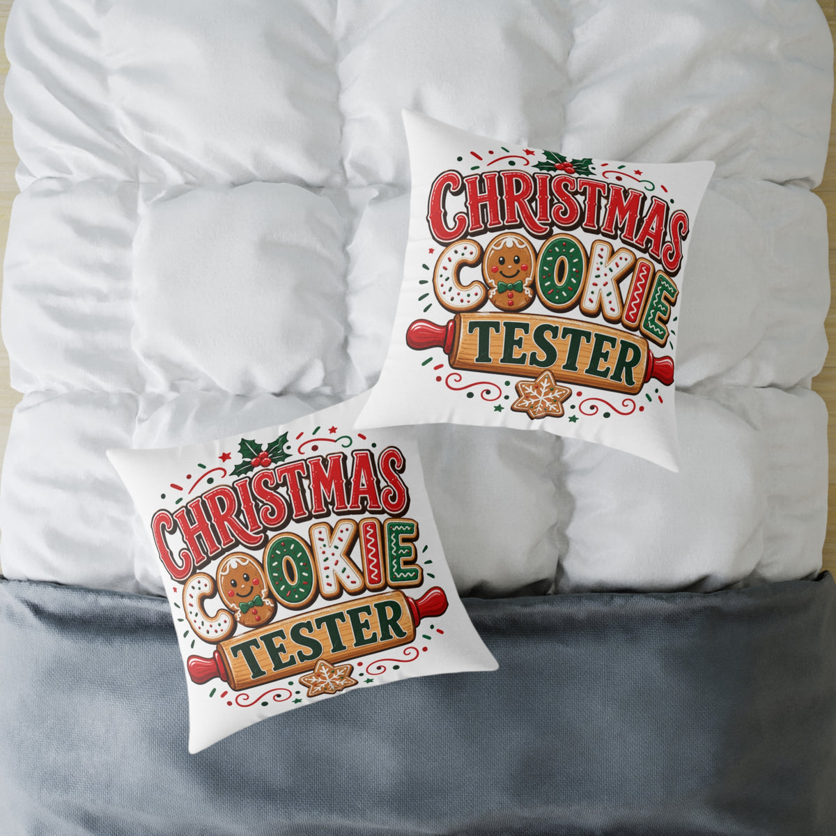Christmas Cookie Tester Pillow — Festive Holiday Throw Pillow for Baking Lovers
