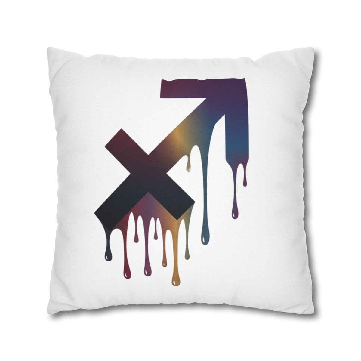 Sagittarius Dripping Arrow Logo Pillowcase — Modern Graphic Accent Pillow