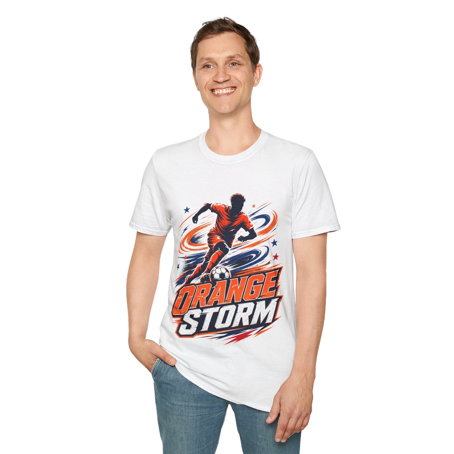 Netherlands Orange Storm Soccer T-Shirt — Dynamic Player Graphic Tee