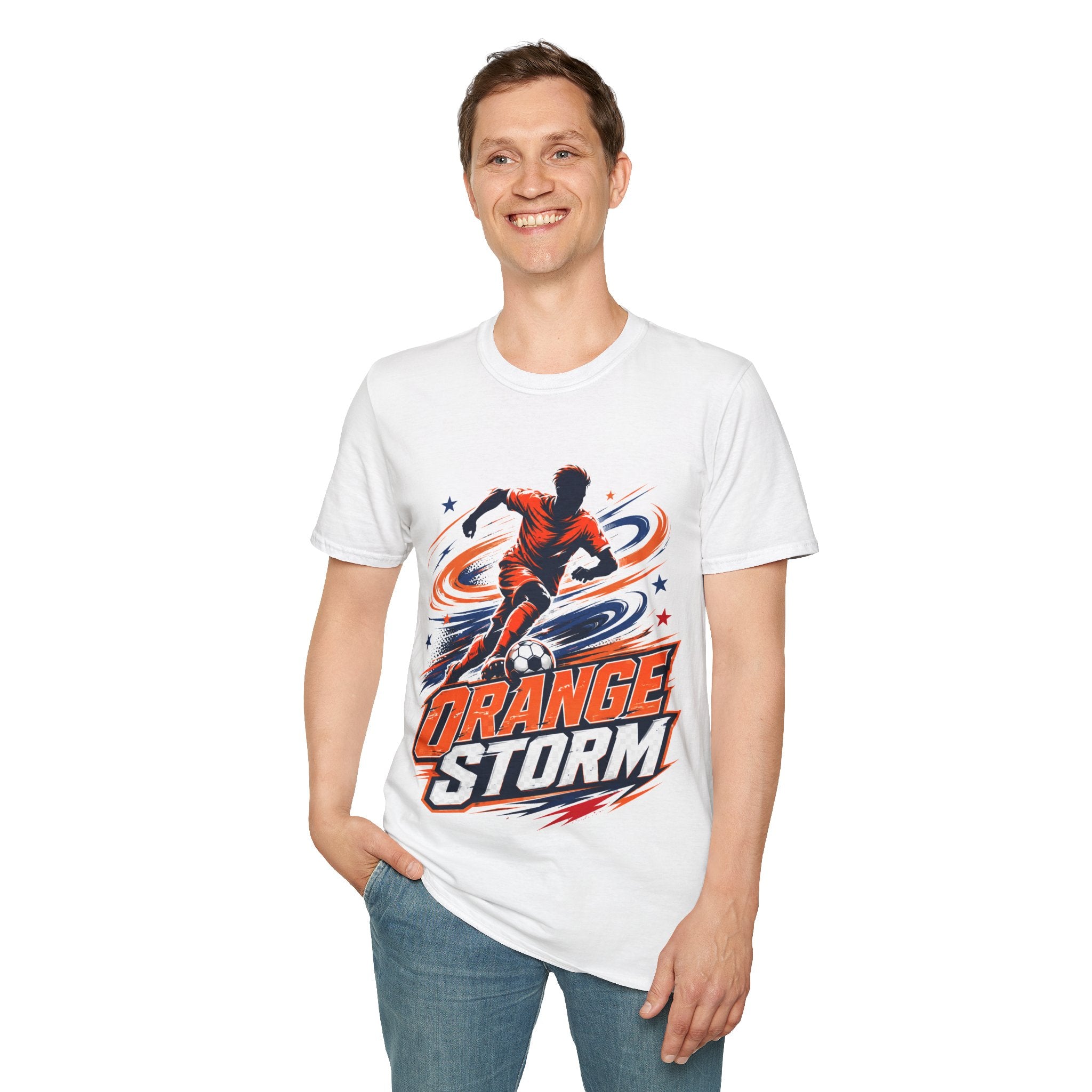 Netherlands Orange Storm Soccer T-Shirt — Dynamic Player Graphic Tee