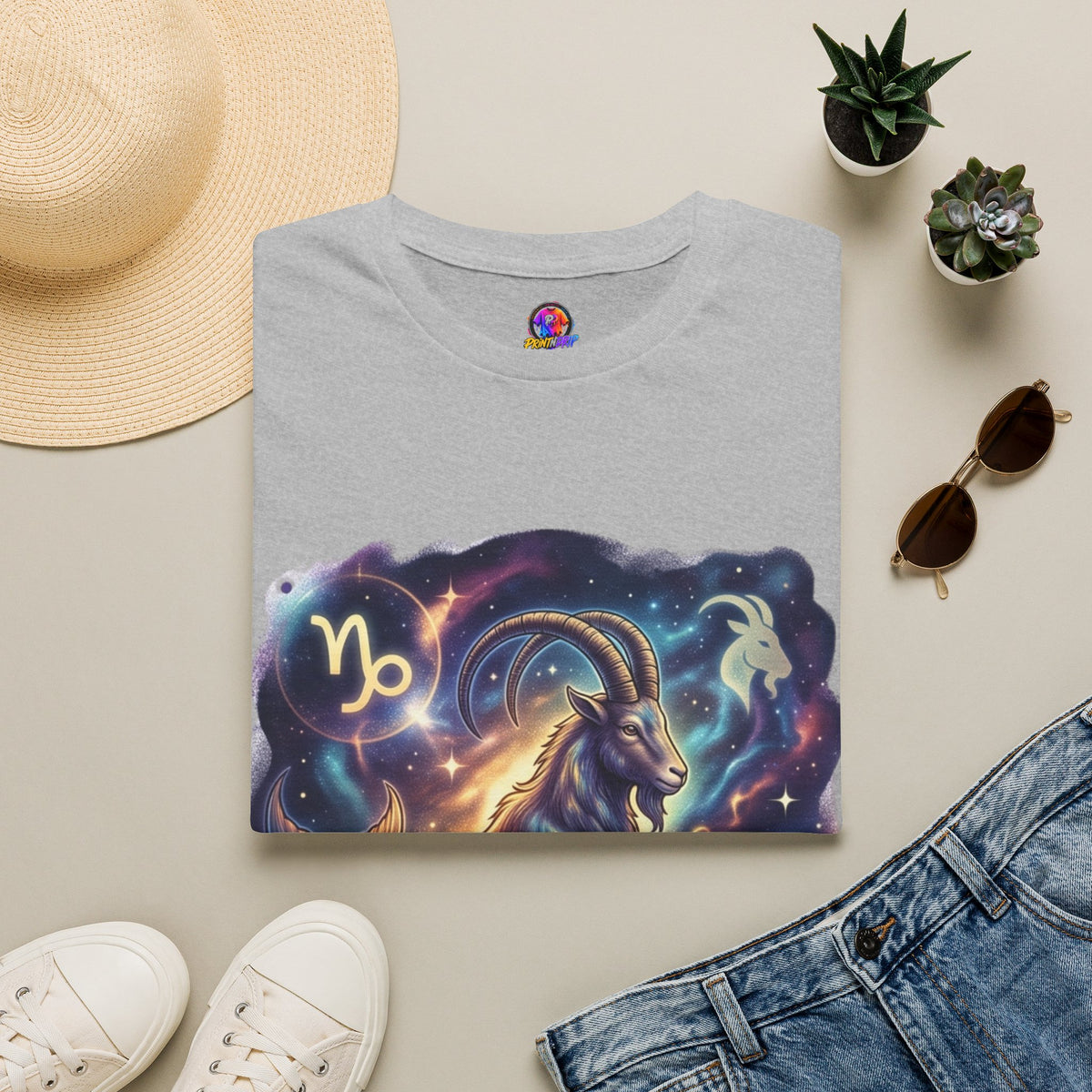 Capricorn Zodiac T-Shirt — Celestial Goat Astrology Tee