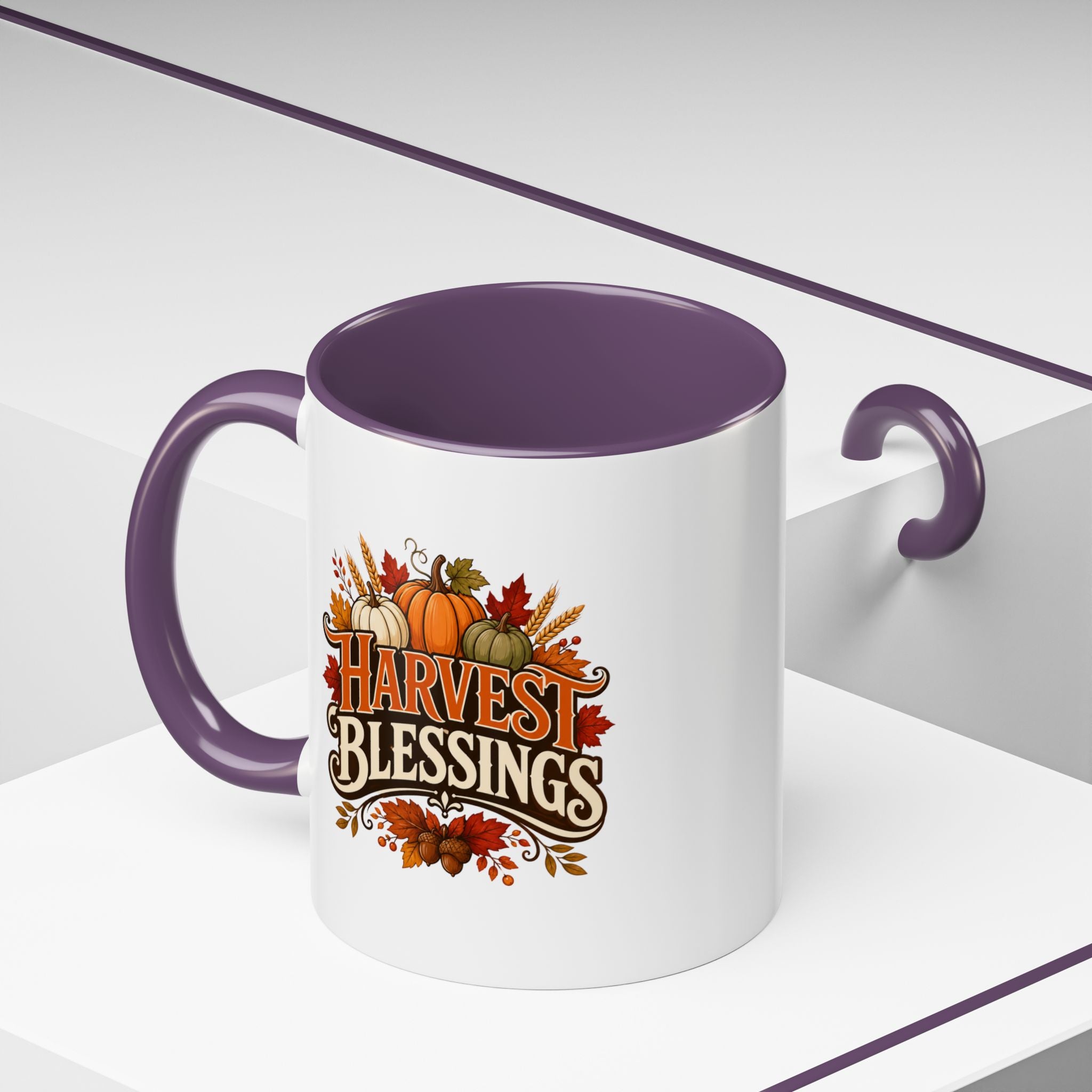 Thanksgiving Mug Harvest Blessings Coffee Mug — Thanksgiving Pumpkin Accent Mug