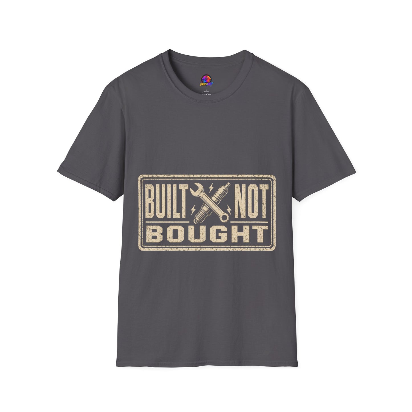 Built Not Bought T-Shirt — Vintage Mechanic Workwear Tee