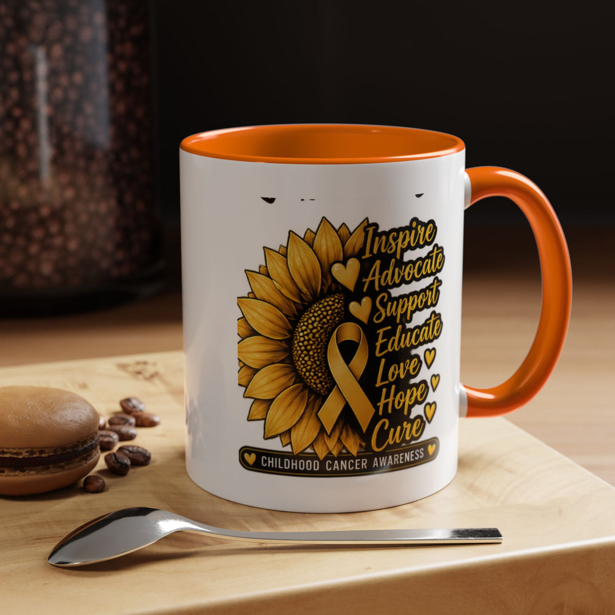 Childhood Cancer Awareness Sunflower Accent Coffee Mug (11/15oz)